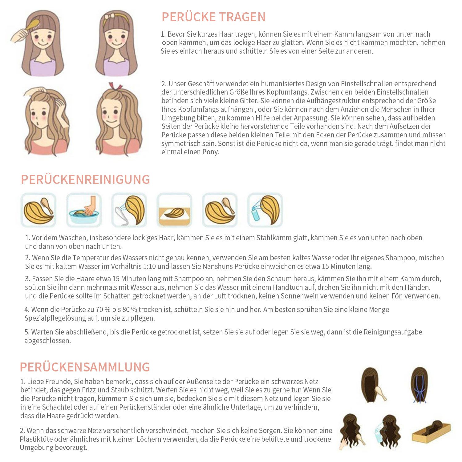 Refttenw Kunsthaarperücke Pferdeschwanz mit Klammer,Lange Wellig Lockig Haarextension,16in