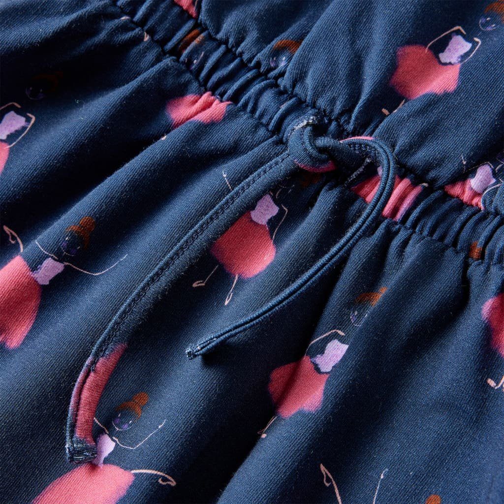 Marineblau 140 A-Linien-Kleid Ballerinen-Muster Kinderkleid mit vidaXL