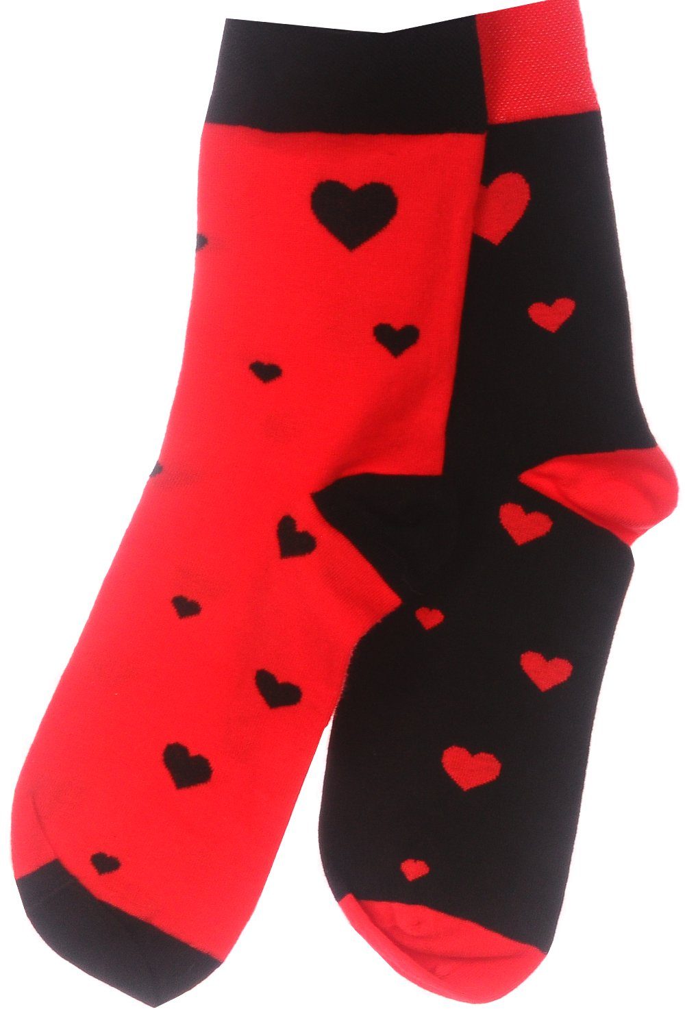 Martinex Freizeitsocken 1 Paar Носки lustige Strümpfe Damen Herren in schwarz rot mit Herzen Themensocken, Liebe, Herzchen, 34 35 36 37 38 39 40 41 42 43 44 45 46