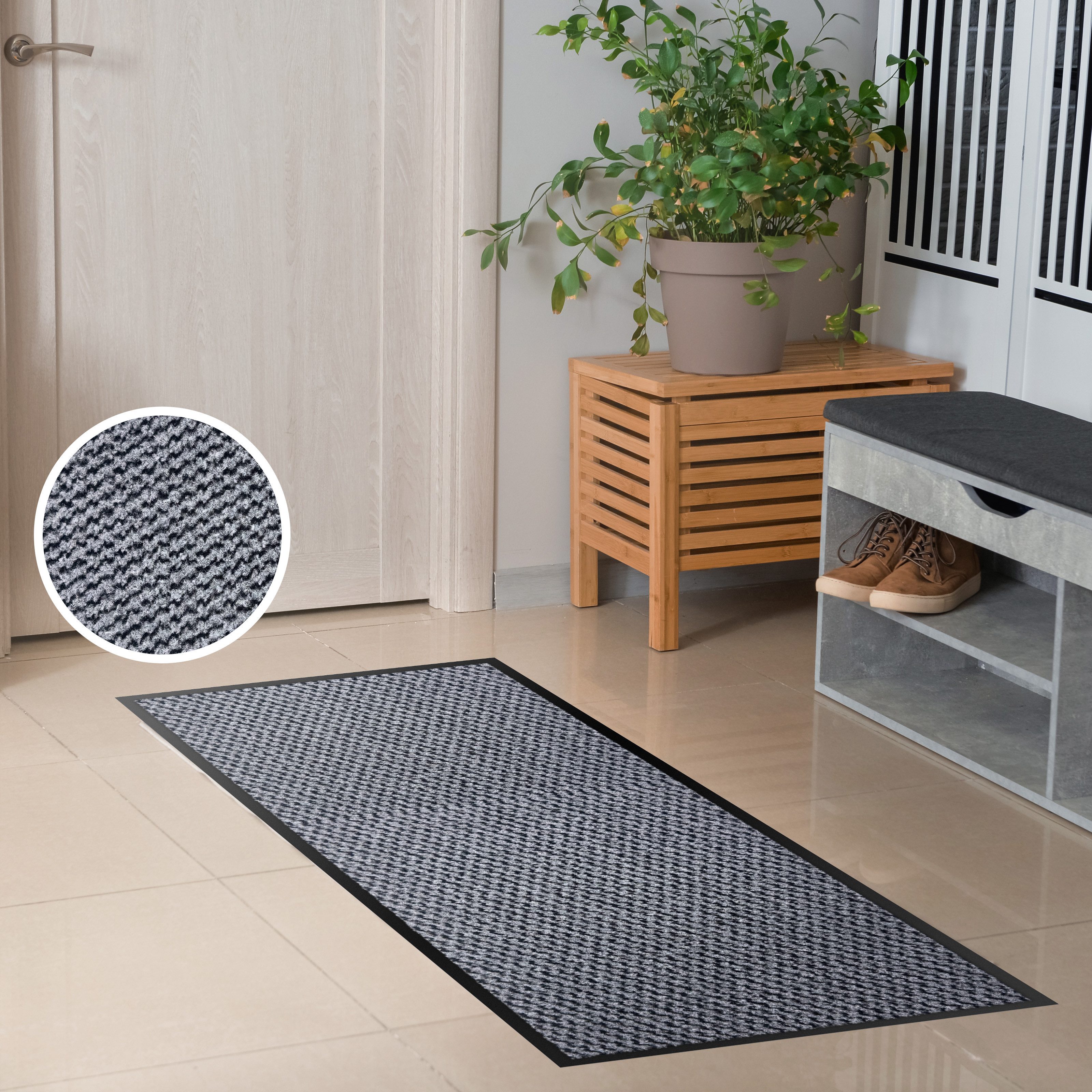 OTTO home Fußmatte Tarron, Schmutzfangmatte Indoor, für Hausflur und Eingangsbereiche, rechteckig, Höhe: 5 mm, Eingangsmatte, rutschfeste Unterseite, meliert