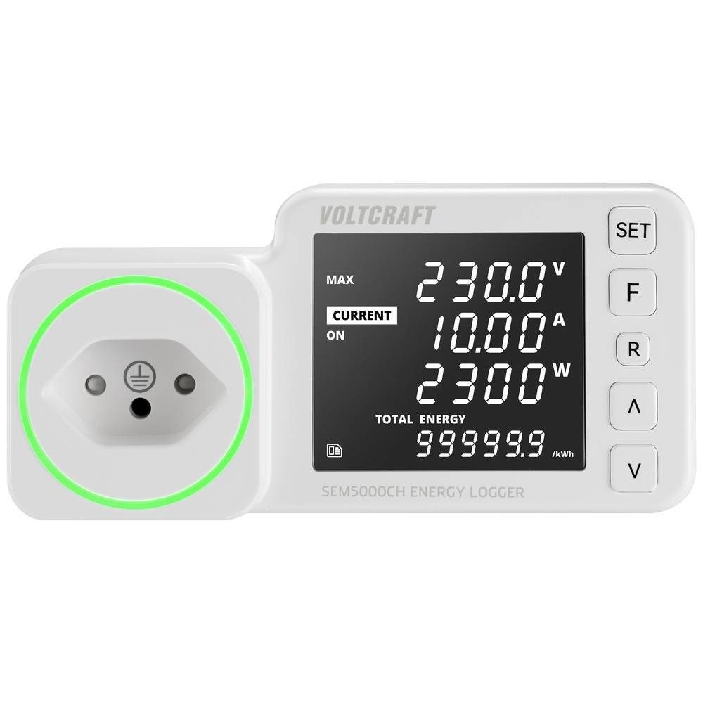 VOLTCRAFT Energiekostenmessgerät Energie-Logger VC-12936580, Kostenprognose, Alarmfunktion, Stromtarif einstellbar