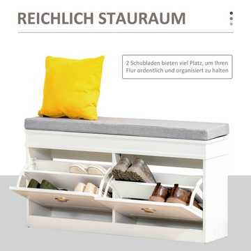 HOMCOM Schuhschrank Schuhbank mit Kissen und zwei Schubladen