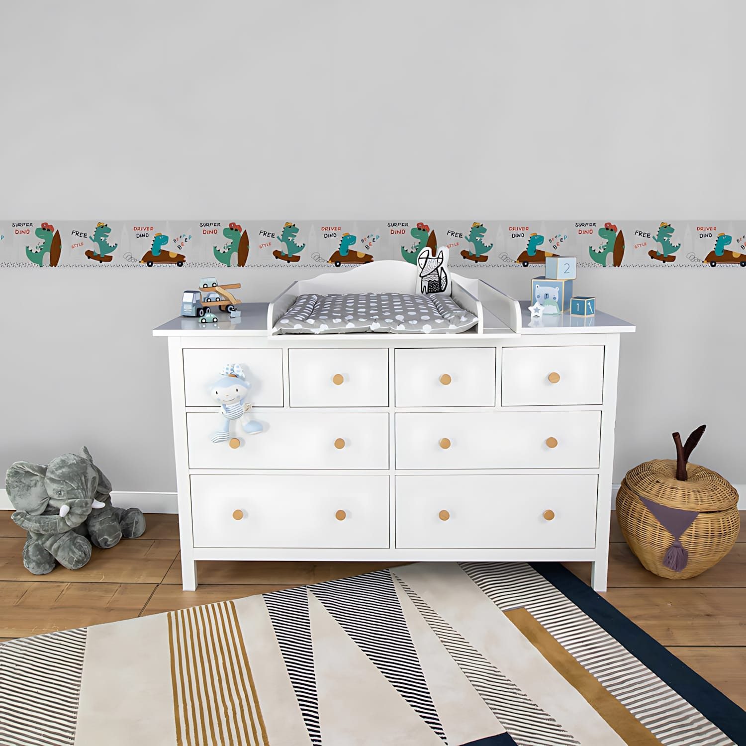 Profhome Bordüre 403745-GU Tiermotiv Tapete Kindertapete matt grün braun grau 0,75 m2, leicht strukturiert, matt, (1 Rolle, 0,75 qm), selbstklebende Bordüre in braun