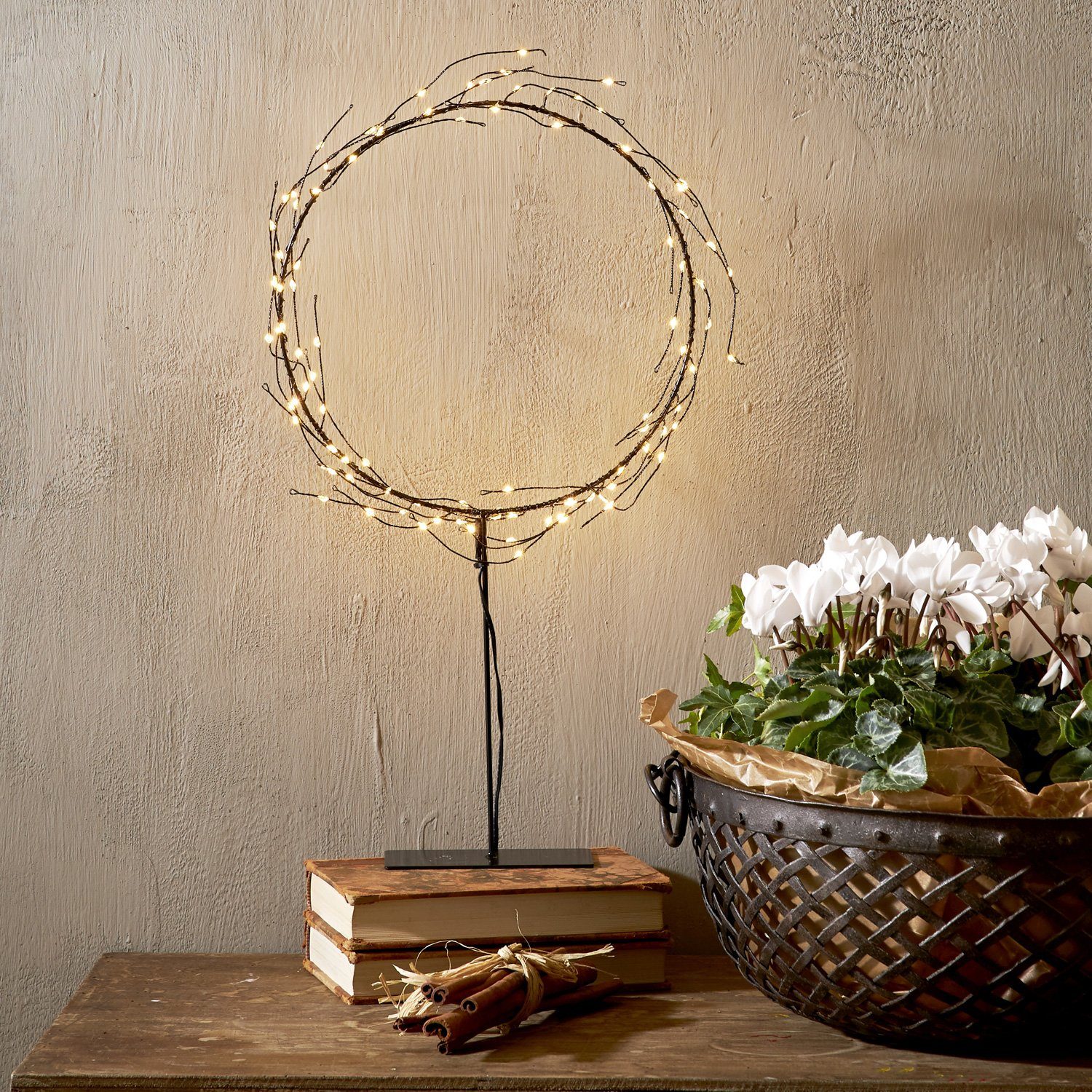 MARELIDA Dekokranz LED Kranz Draht stehend Tischkranz Leuchtkranz 95LED H: günstig online kaufen