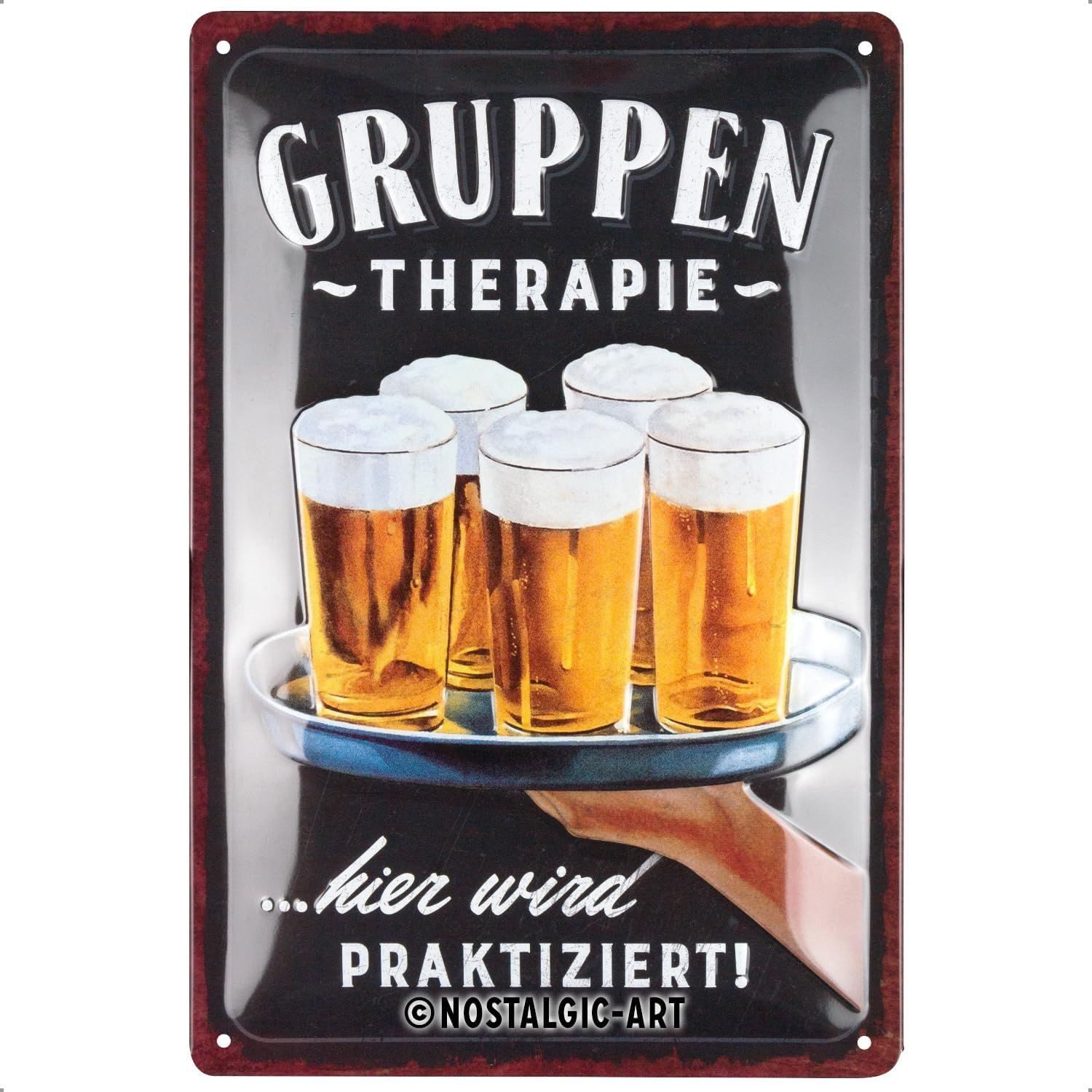 Nostalgic-Art Metallschild Nostalgic-Art - Blechschild 20 x 30 cm - Gruppentherapie - Bier