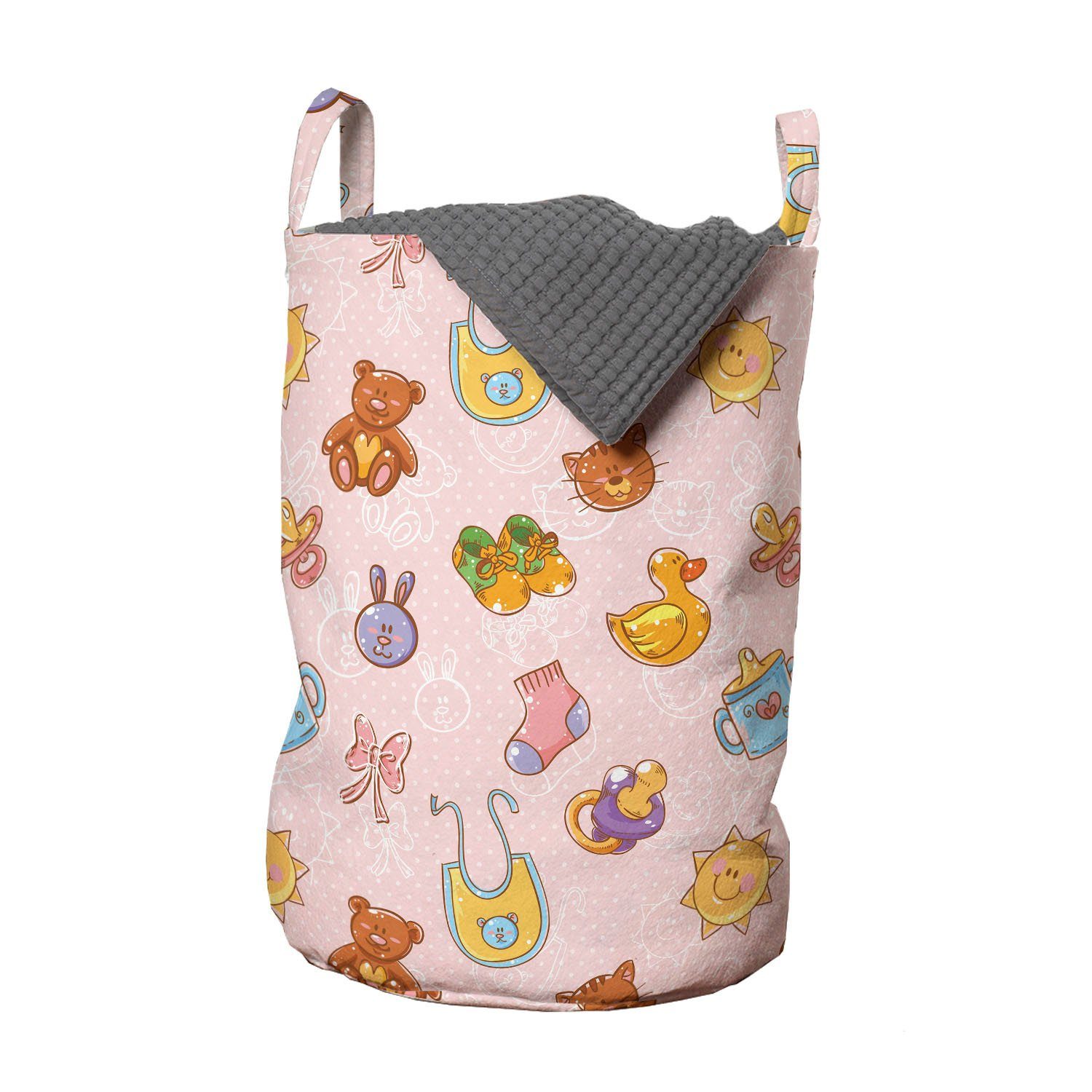 Abakuhaus Wäschesäckchen Wäschekorb mit Griffen Kordelzugverschluss für Waschsalons, Baby Kinderspielzeug Katzen-Karikatur