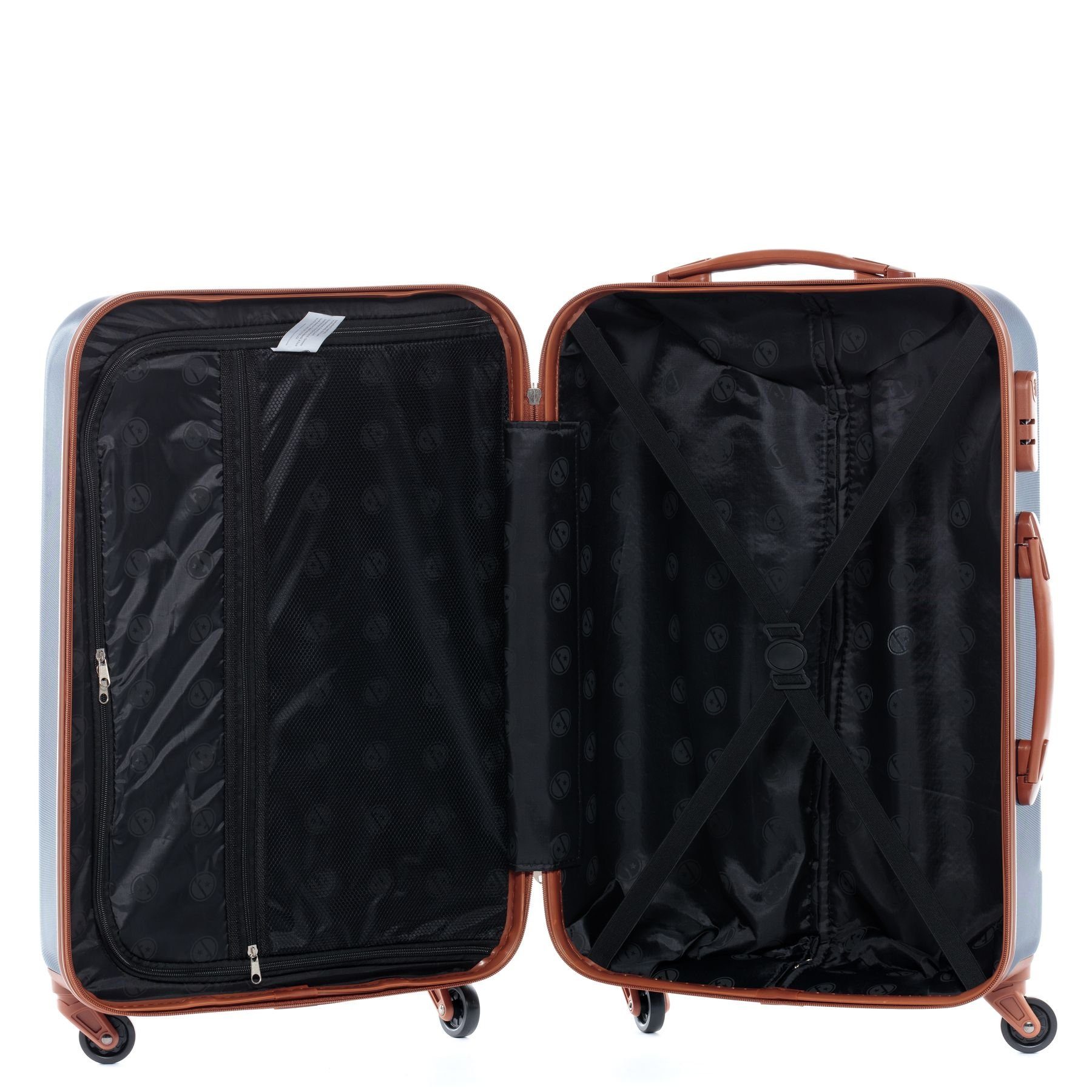FERGÉ Kofferset 3 teilig Premium Rollkoffer 4 3er Rollen, Koffer Hartschale Set, Reisekoffer Milano, Trolley blau-braun