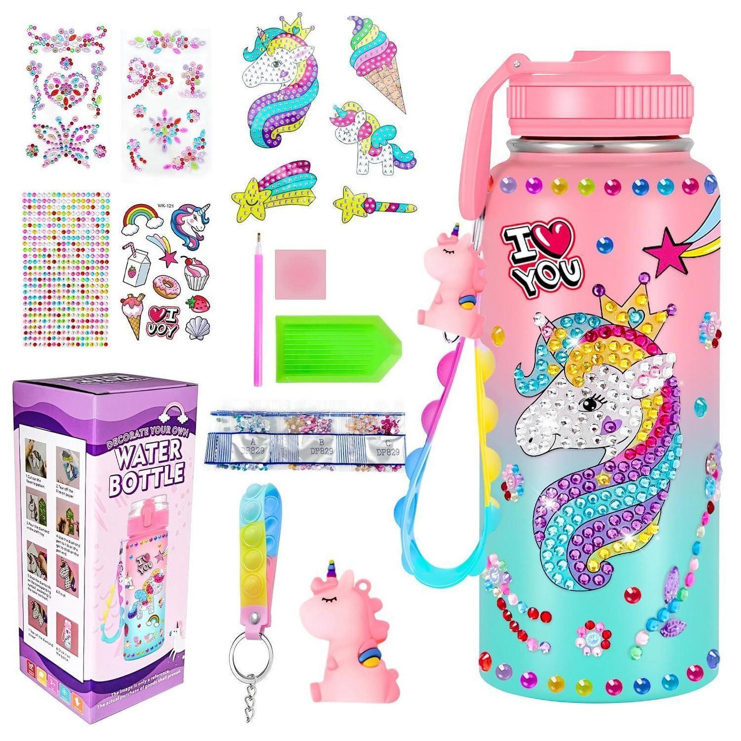 LuxusKollektion Trinkflasche Einhorn Trinkflasche mit Zubehör, 470ml