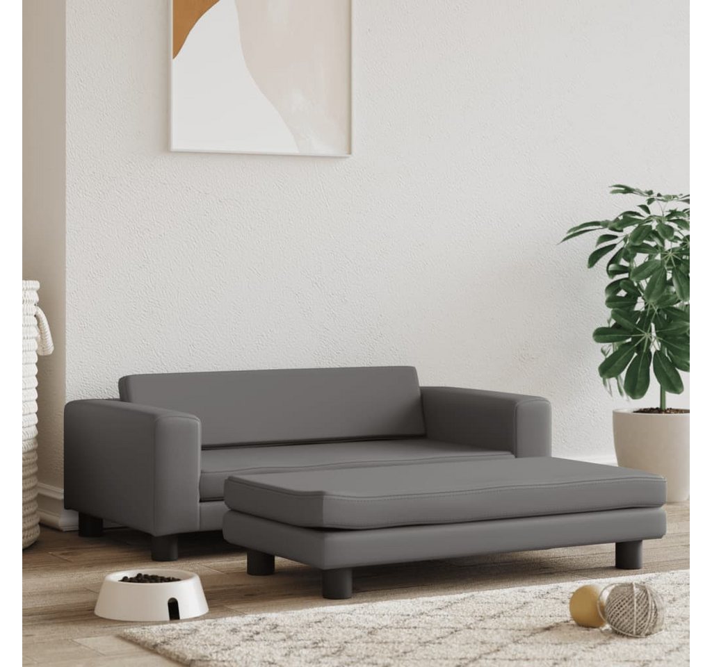 Thumbnail - vidaXL Tierbett, Hundebett mit Verlängerung Grau 100x50x30 cm Kunstleder