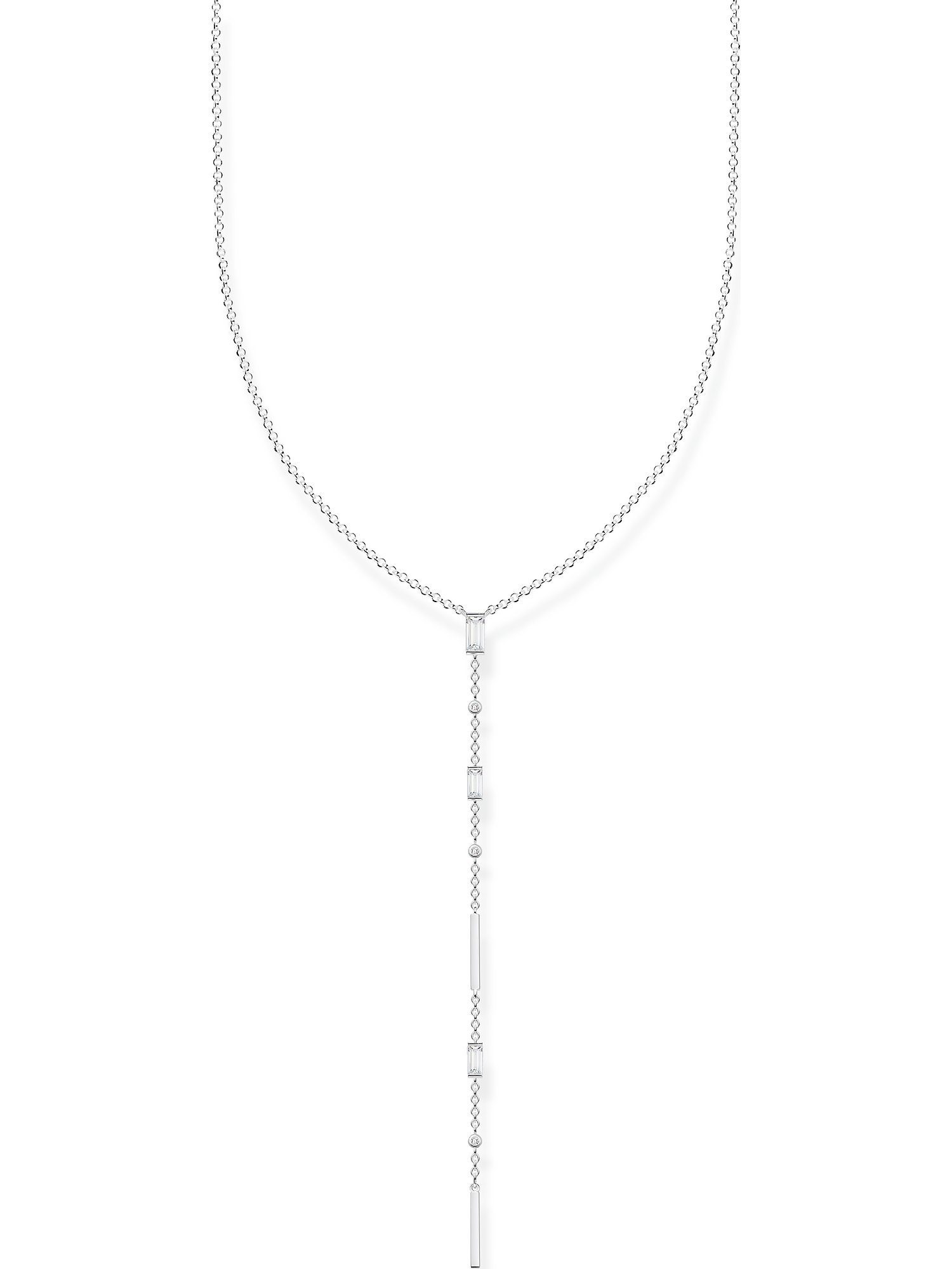 THOMAS SABO Silberkette Thomas Sabo Damen-Kette 925er Silber Zirkonia,  Länge: 45 cm, Breite: 0,4 cm, Stärke: 0,1 mm