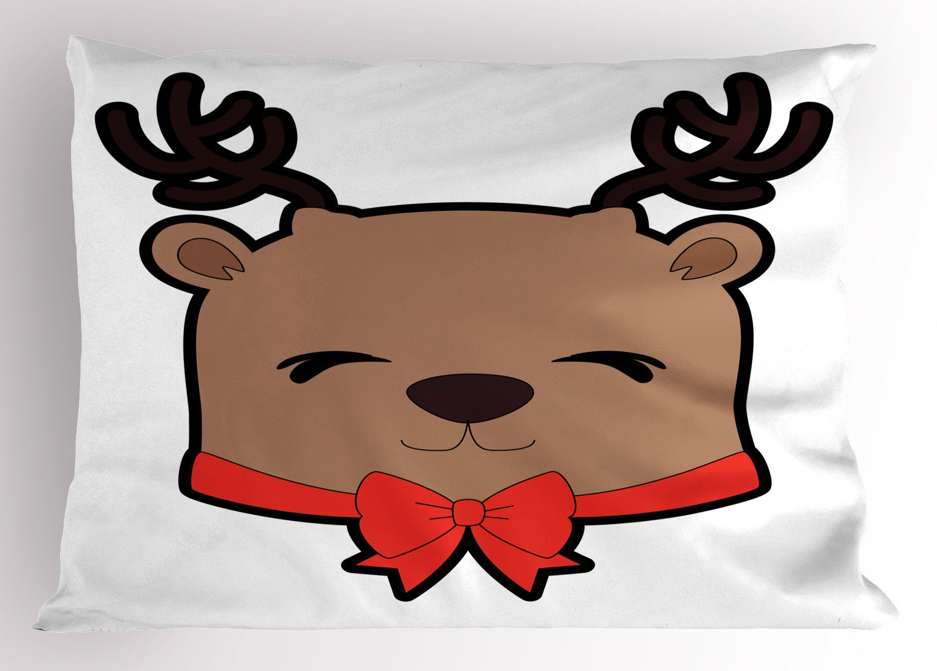 (1 Kissenbezüge King Weihnachten Dekorativer Lächeln Abakuhaus Reindeer Standard Size Stück), Ribbon Kissenbezug, Gedruckter