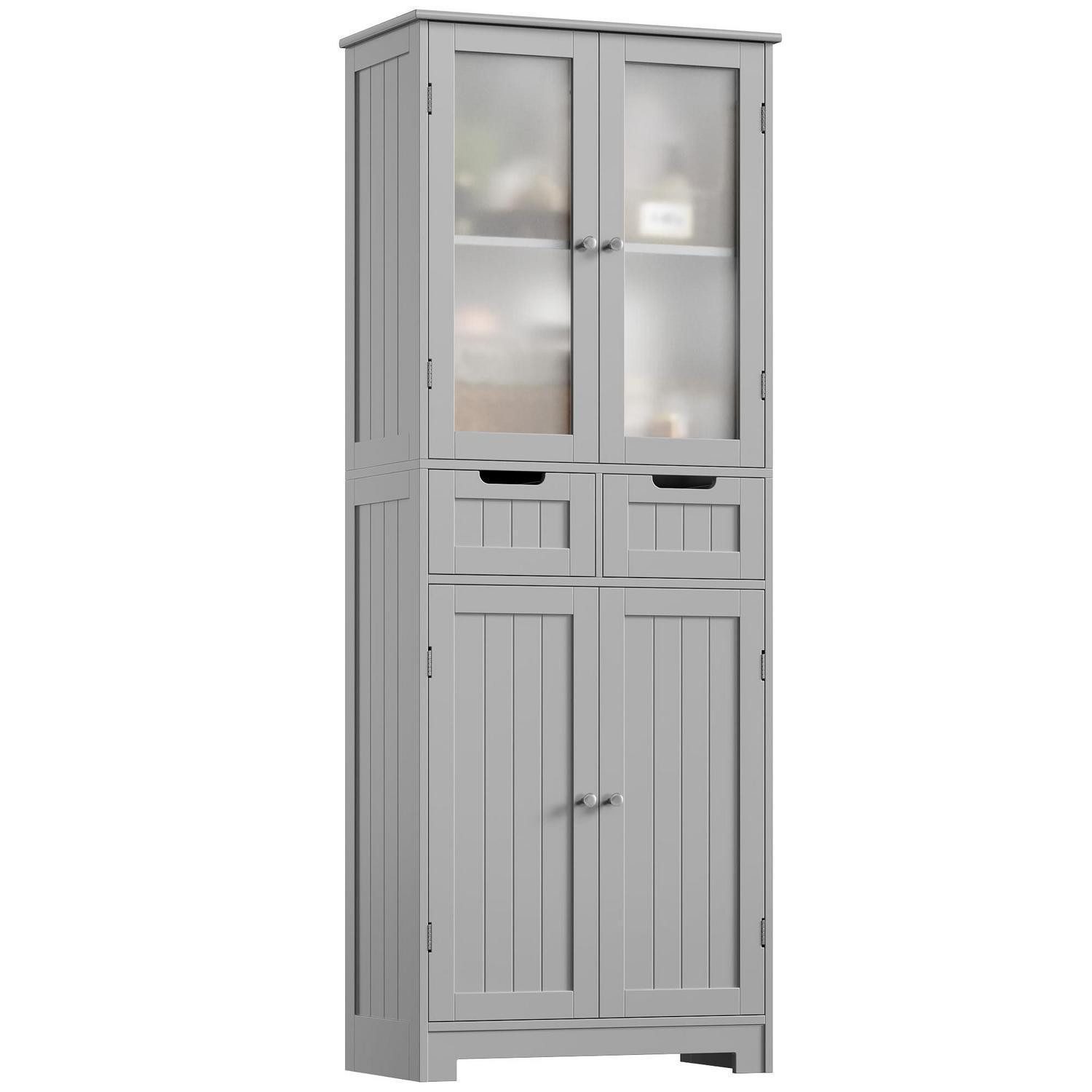 LuxusKollektion Hochschrank Hochschrank 4 Türen 2 Schubladen 170x60x30cm Küche Büro Grau