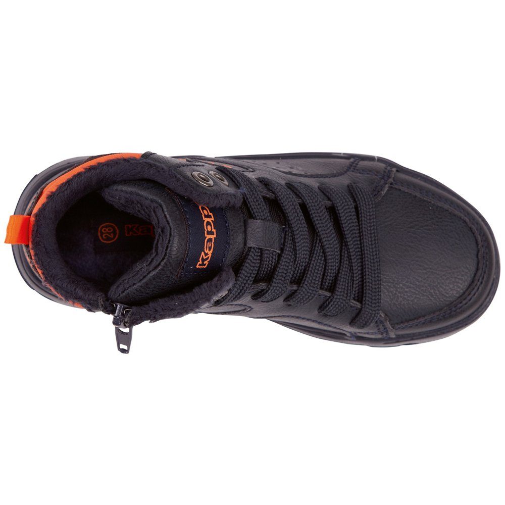 Kappa Sneaker mit praktischem Reißverschluss an navy-orange der Innenseite