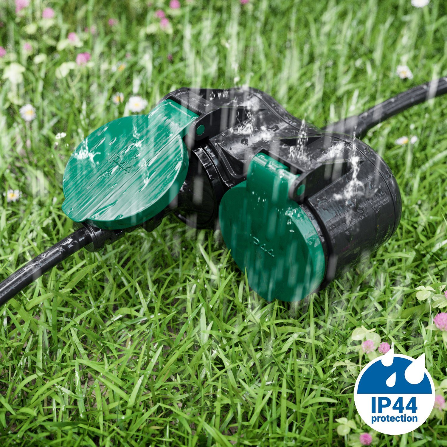 deleyCON deleyCON 10m Outdoor Verlängerungskabel Stromkabel Stecker zu 2x Stromkabel – Bild 5 von 5
