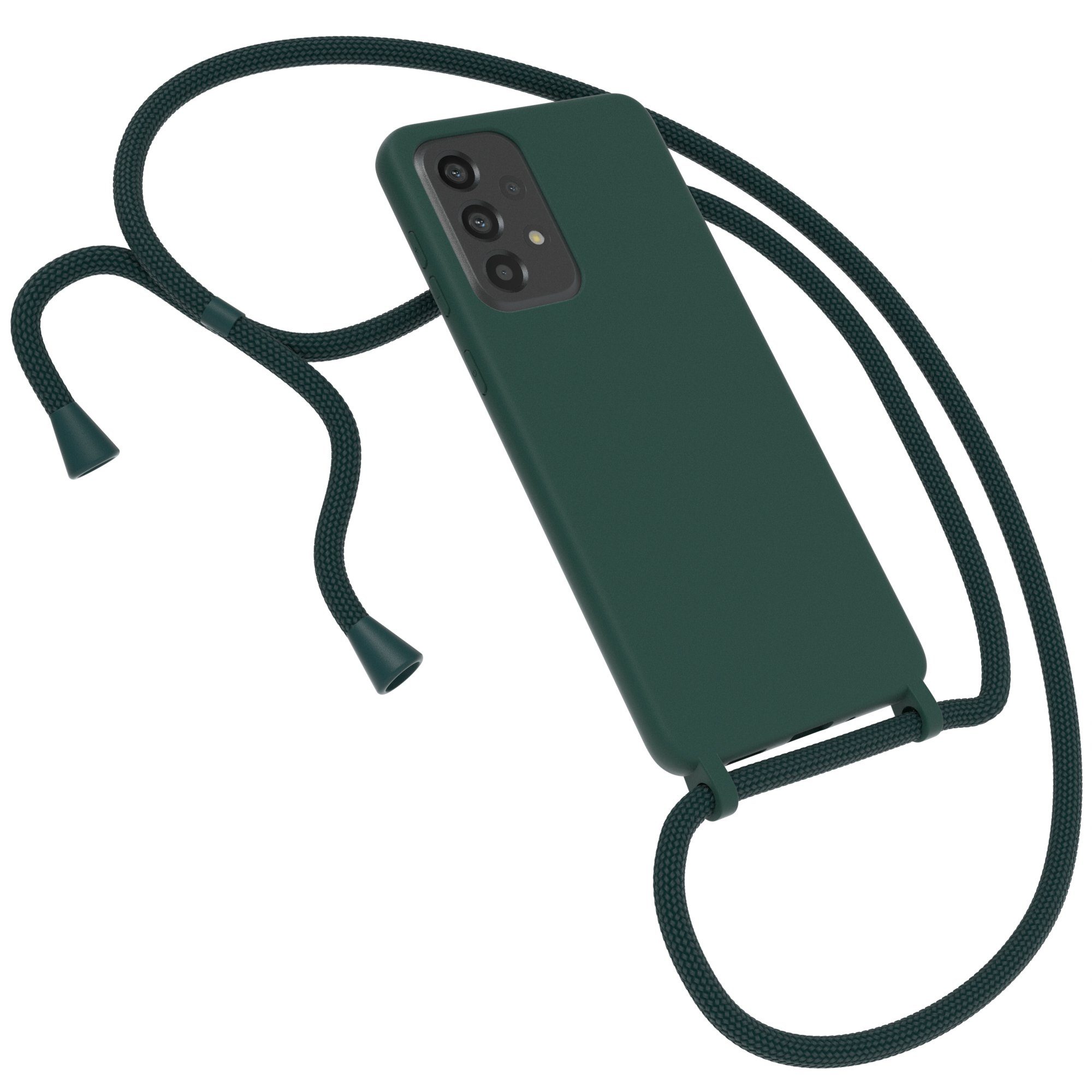 EAZY CASE Handykette Silikon Kette für Samsung Galaxy A33 5G 6,4 Zoll, Smartphonekette Cross Bag Handytasche Kordel Dunkel Grün / Piniengrün