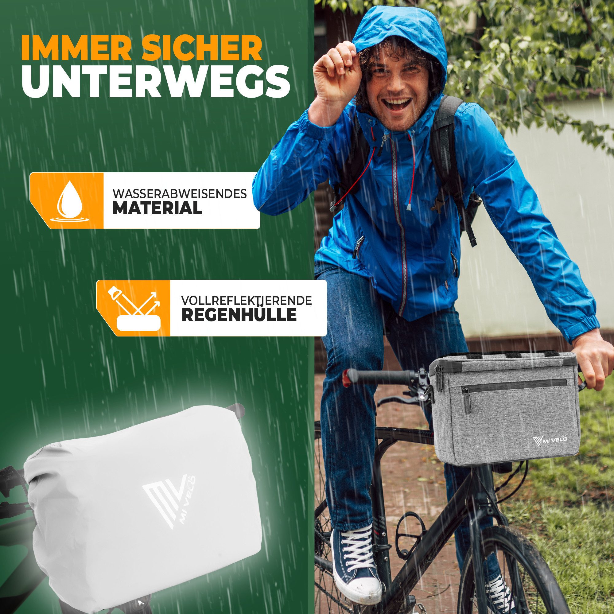 MIVELO Lenkertasche Fahrradtasche Lenker für KLICKfix, Fahrrad Tasche inkl. Handyfach, KLICKfix kompatibel