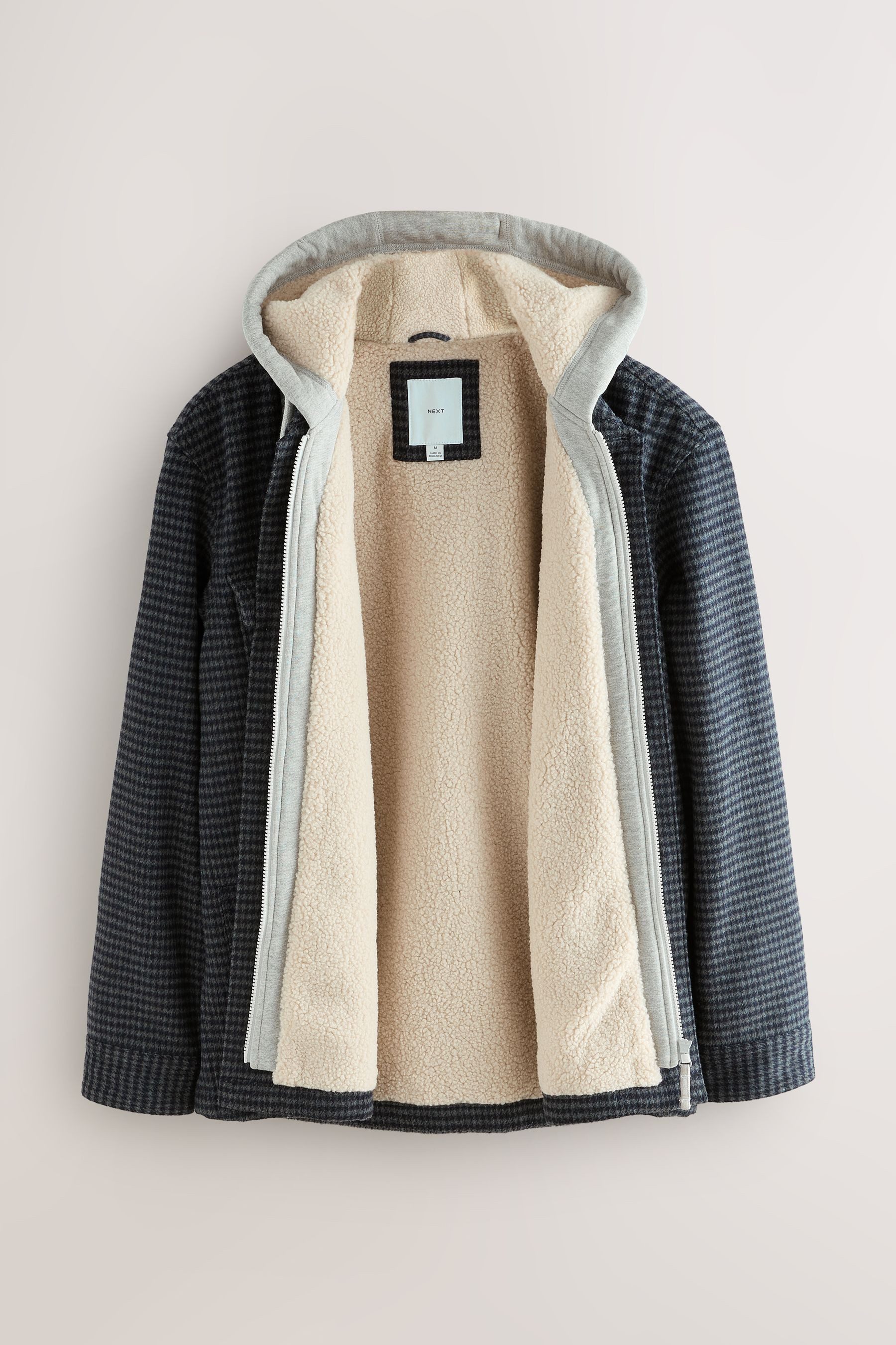 Hemdjacke Karierte Hemdjacke mit Kapuze und Borgfutter