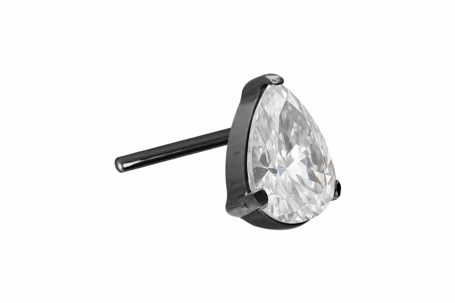Piercing-Set Titan Aufsatz mit Push Pin KRISTALLTROPFEN