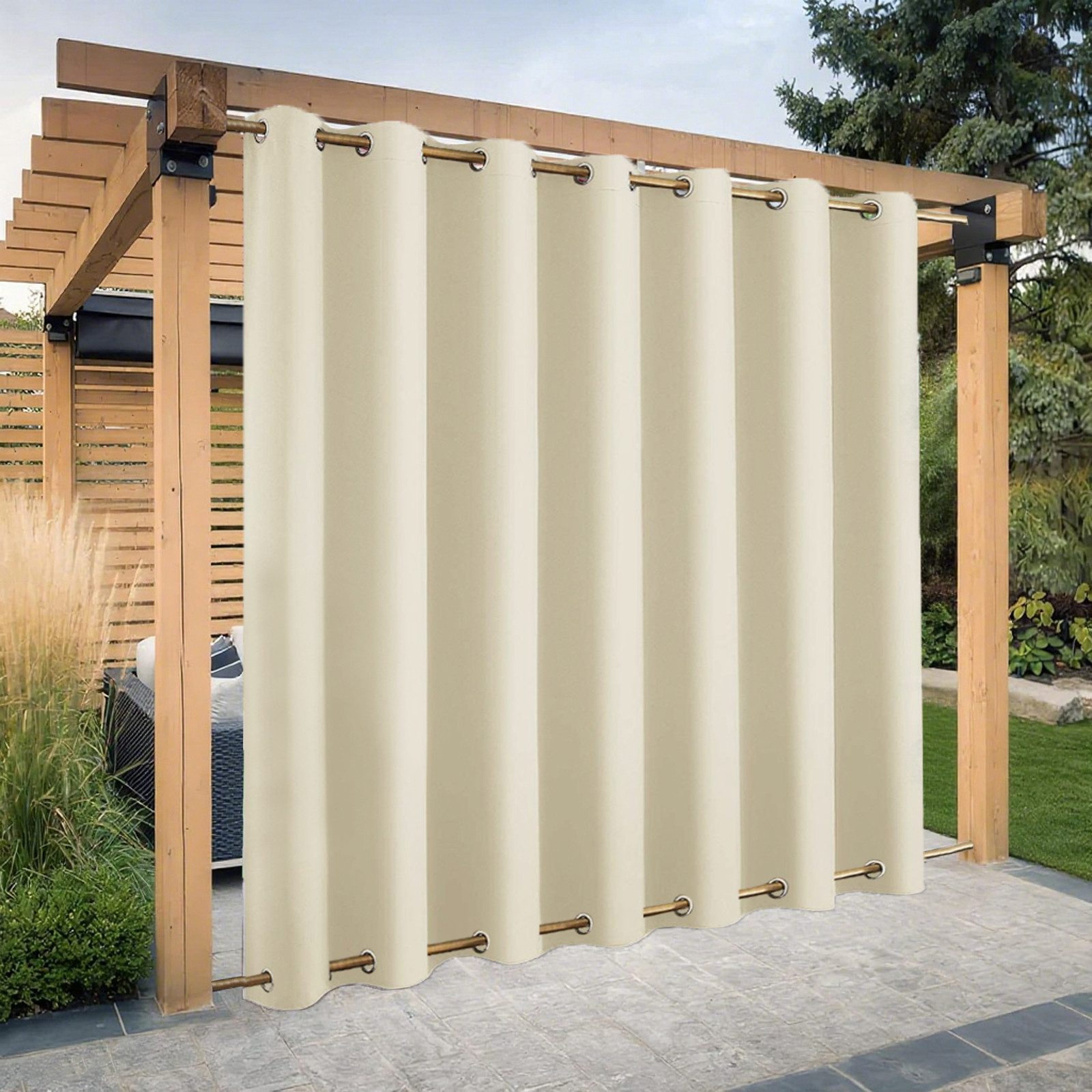 BTTO V&G Vorhang Winddichte & Wasserfeste Outdoor-Vorhänge, Top/Bottom-Ösen günstig online kaufen