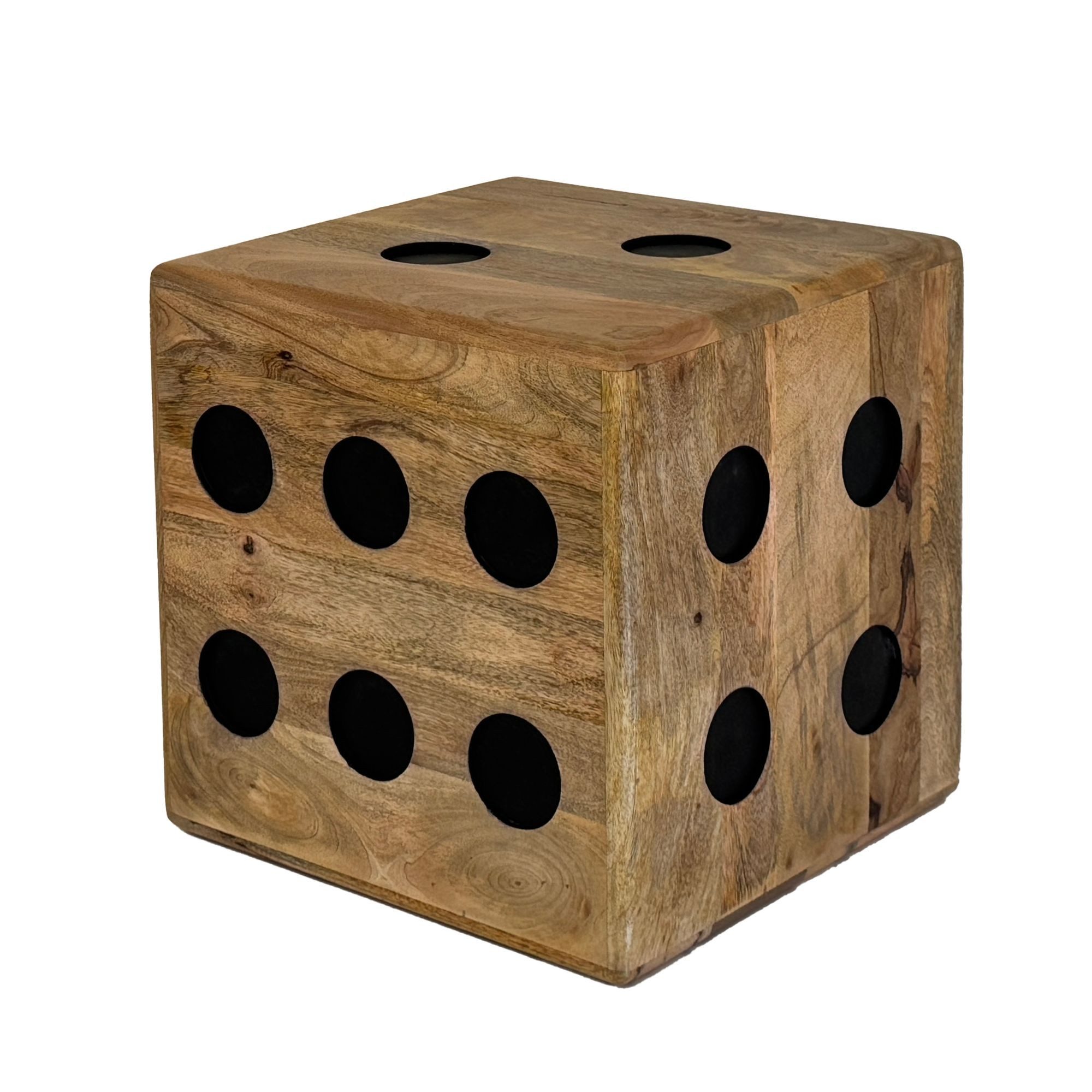 FINEBUY Sitzwürfel FB111299 (Spielwürfel Hocker, Mango Massivholz 41x41 cm), Design Holzwürfel als Beistelltisch & Sitzwürfel