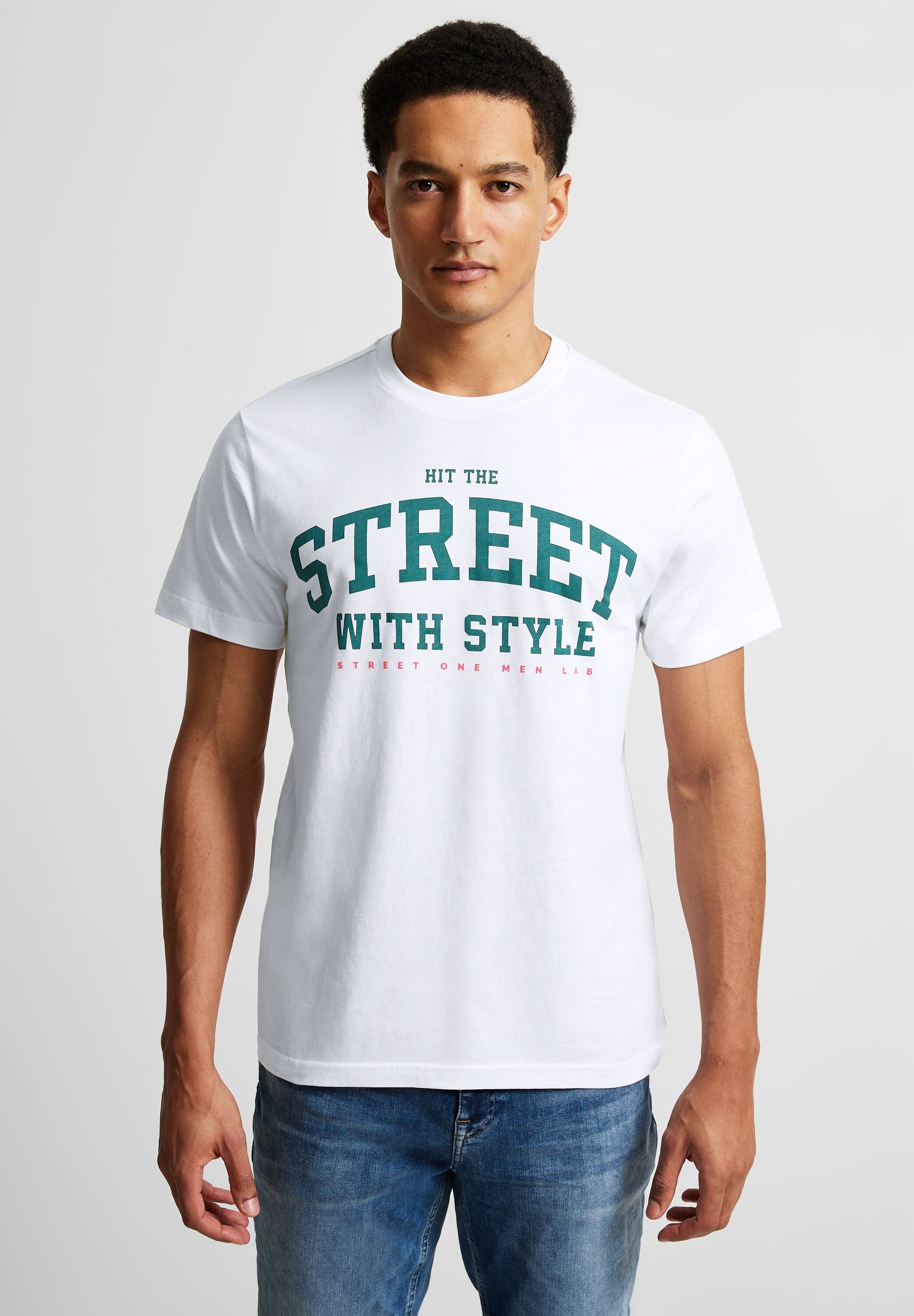 MEN mit ONE STREET White Wording T-Shirt