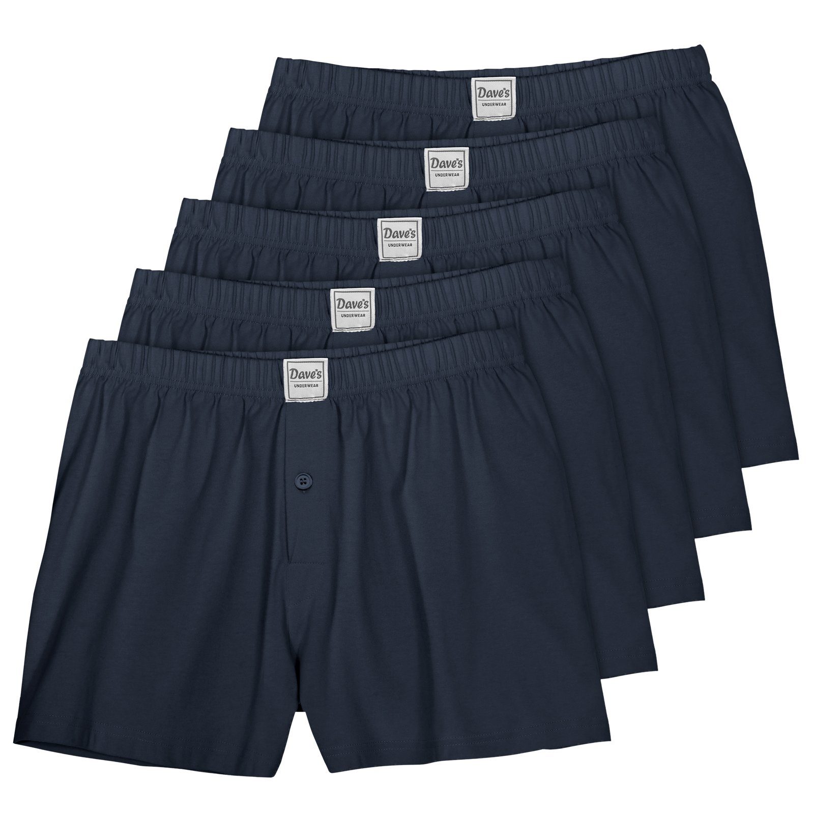 Dave's Boxershorts Große Größen Herren Boxershorts blau 5er-Pack Dave's (Packung, 5-St., 5er-Pack)