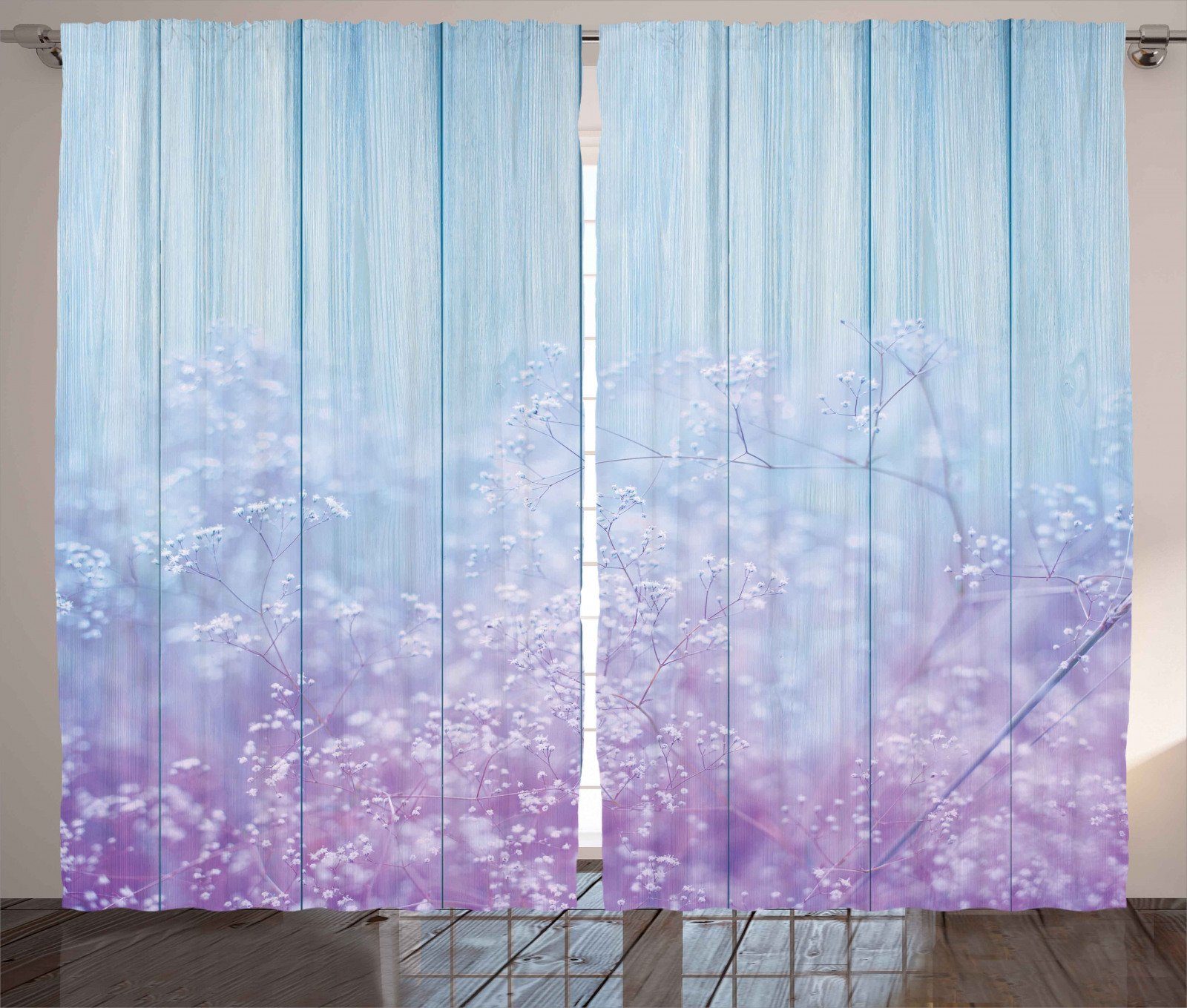 Gardine »Schlafzimmer Kräuselband Vorhang mit Schlaufen und Haken«,  Abakuhaus, Blumen Abstrakter Efeu-Winter online kaufen | OTTO