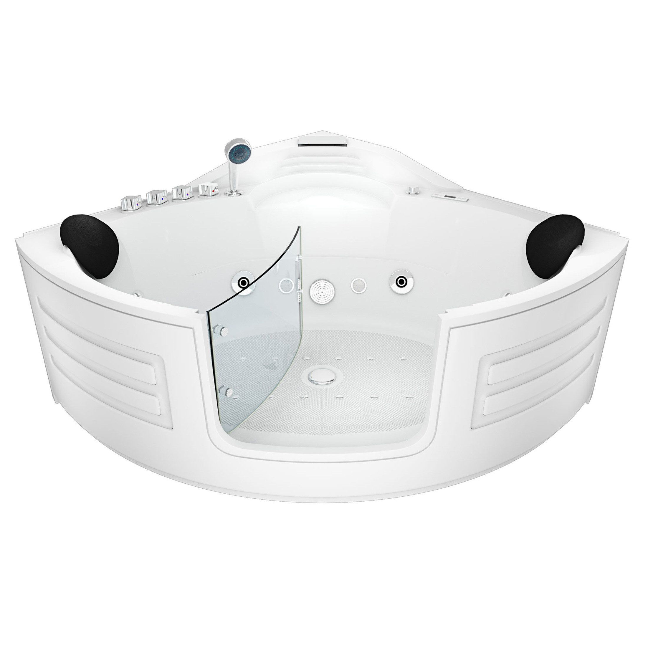 AcquaVapore Whirlpool-Badewanne Whirlpool Badewanne Wanne W70H 150x150cm mit Tür, (1-tlg), mit Ablaufgarnitur