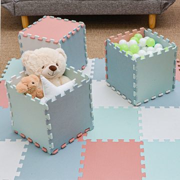 LittleTom Puzzlematte 9 Teile Spielmatte Baby Puzzlematte Krabbelmatte, 30x30cm Bodenmatte Kinderzimmer
