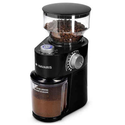 Navaris Kaffeemühle elektrische Kaffeemühle mit Edelstahl Scheibenmahlwerk
