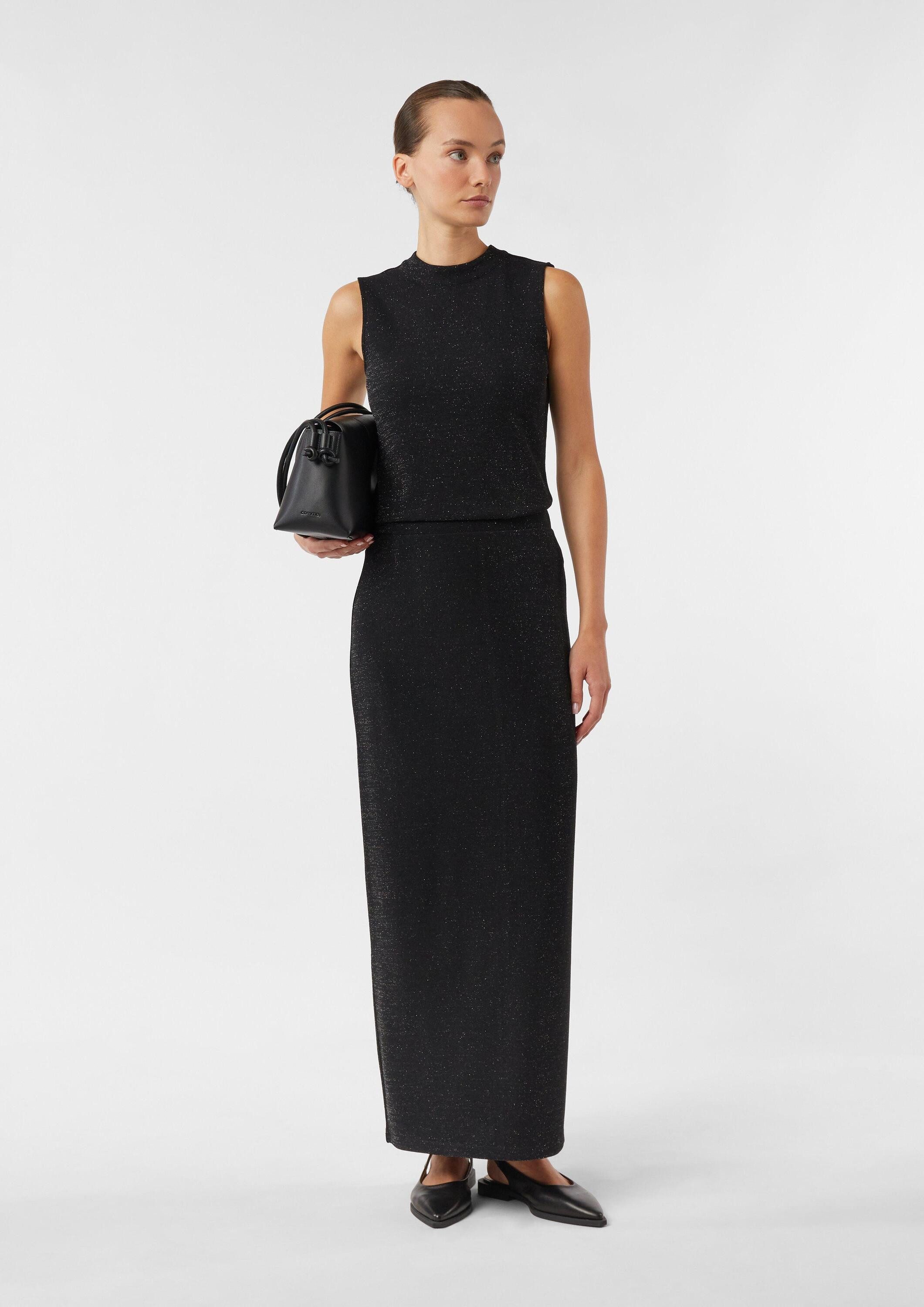 comma Maxirock Rock Schmaler Jersey-Rock mit Glitzergarn und Beinschlitz