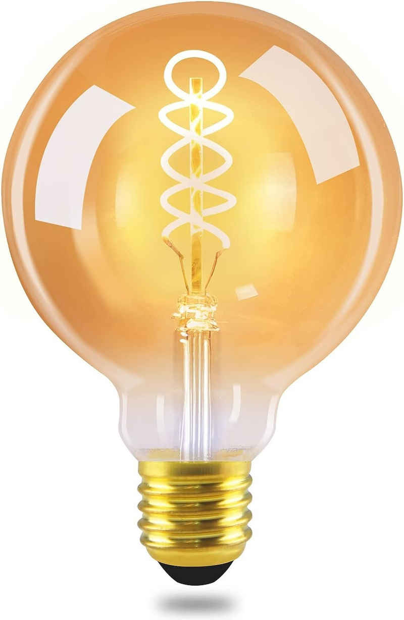 ZMH LED-Leuchtmittel LED Lampe E27 Glühbirne: G95//G125 Vintage Edison Leuchtmittel 4W, E27, 1 St., 2200k, Retro Filament Birnen Bulb Energiesparlampe für Haus