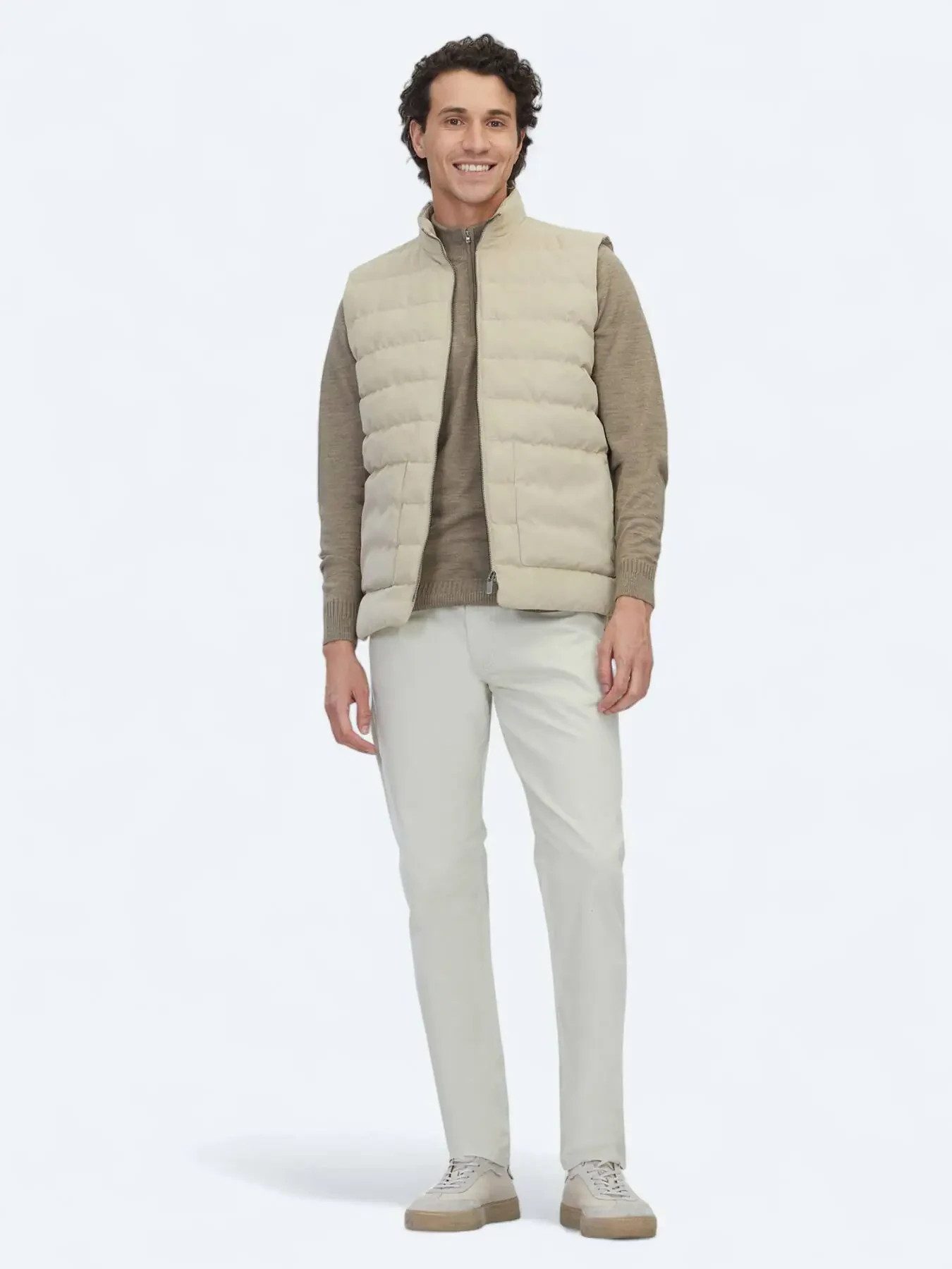 KİP Langmantel Beige Regular Fit Rollkragen Weste