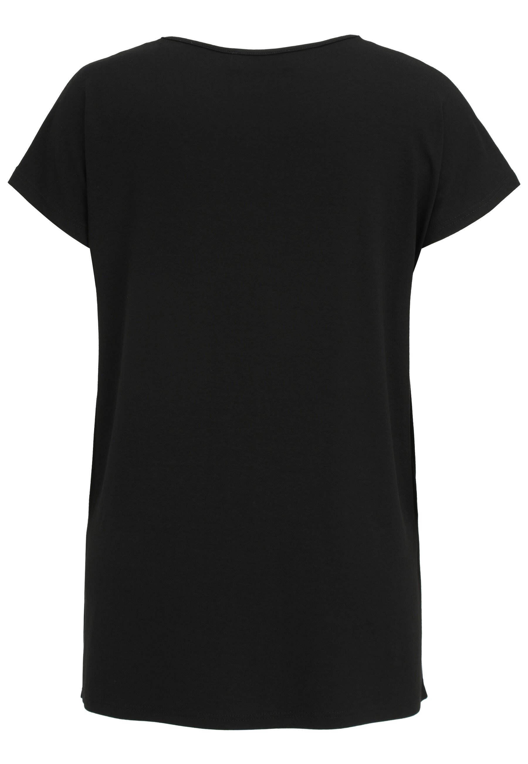 Doris Streich V-Shirt mit dekorativen weißen Einsätzen