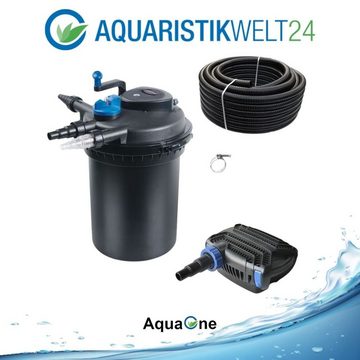 Aquaone Teichfilter AquaOne Teich Filteranlage Set Nr.21 CPF 10000 Druckfilter 20W Eco Teichpumpe Teichgröße bis 12000l Teichschlauch Bachlauf UV Lampe