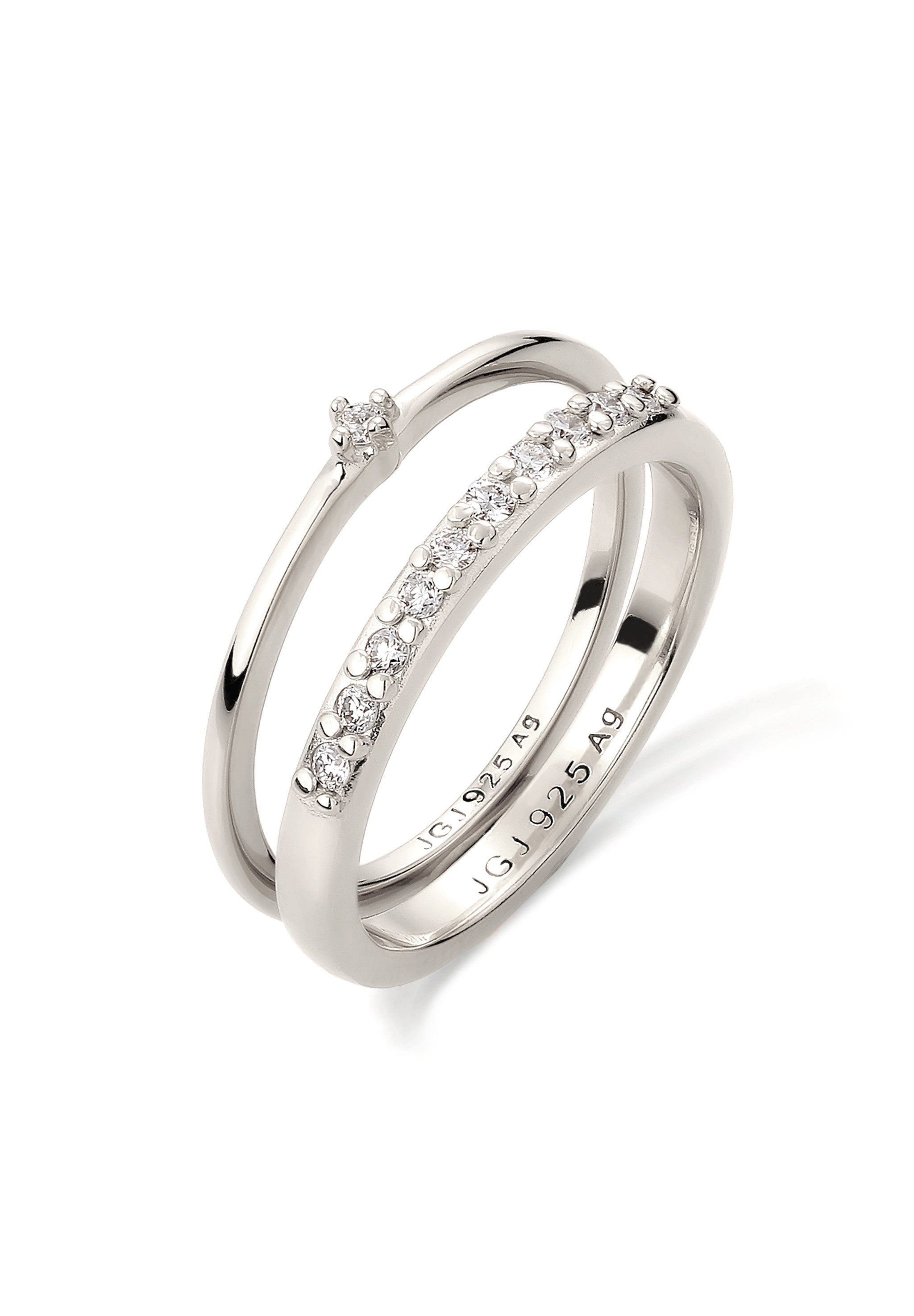 Elli DIAMONDS Diamantring Laborgezüchteten Diamant Weiß (0.015 ct) 2er Set 925 Sterling Silber