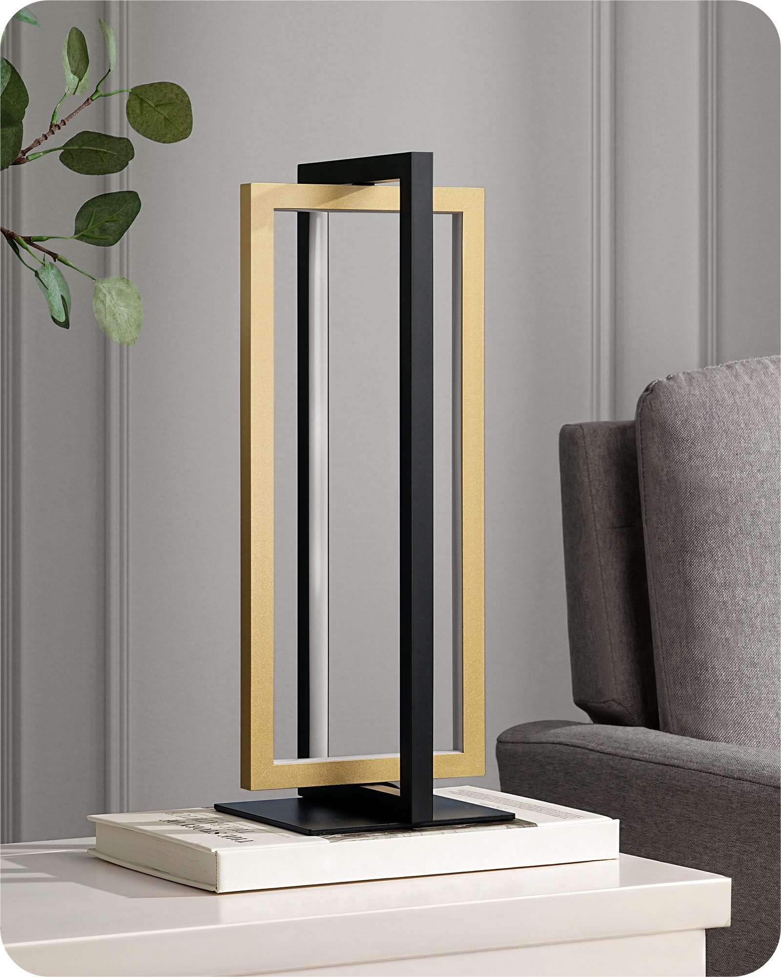 EDISHINE LED Tischleuchte Touch Dimmbare Nachttischlampe, LED fest integriert, 3 Farbtemperaturen (3000K-4500K-6000K), Drehbare Tischleuchte aus Metall, für Schlafzimmer, Wohnzimmer, Büro