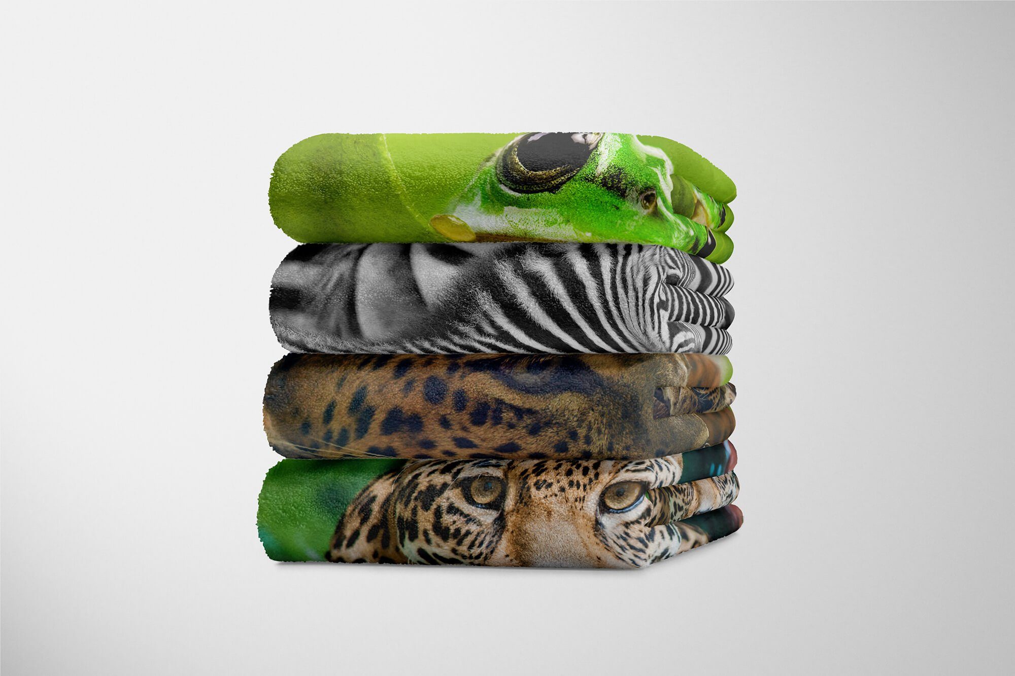 auf Strandhandtuch Tiermotiv Kuscheldecke mit Baum, Art Handtuch Handtücher Saunatuch Handtuch (1-St), Baumwolle-Polyester-Mix Jaguar Sinus