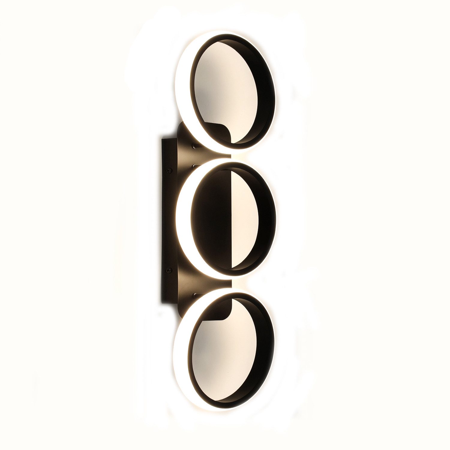 oyajia Wandleuchte Dimmbar LED Wandlampe 3 Ringe Beleuchtung, Modern Metall Deckenleuchte, Warmweiß/Naturweiß/Kaltweiß, 12W 1000LM Wandleuchte, Wohnzimmerlampe 53cm x 17cm x 7cm