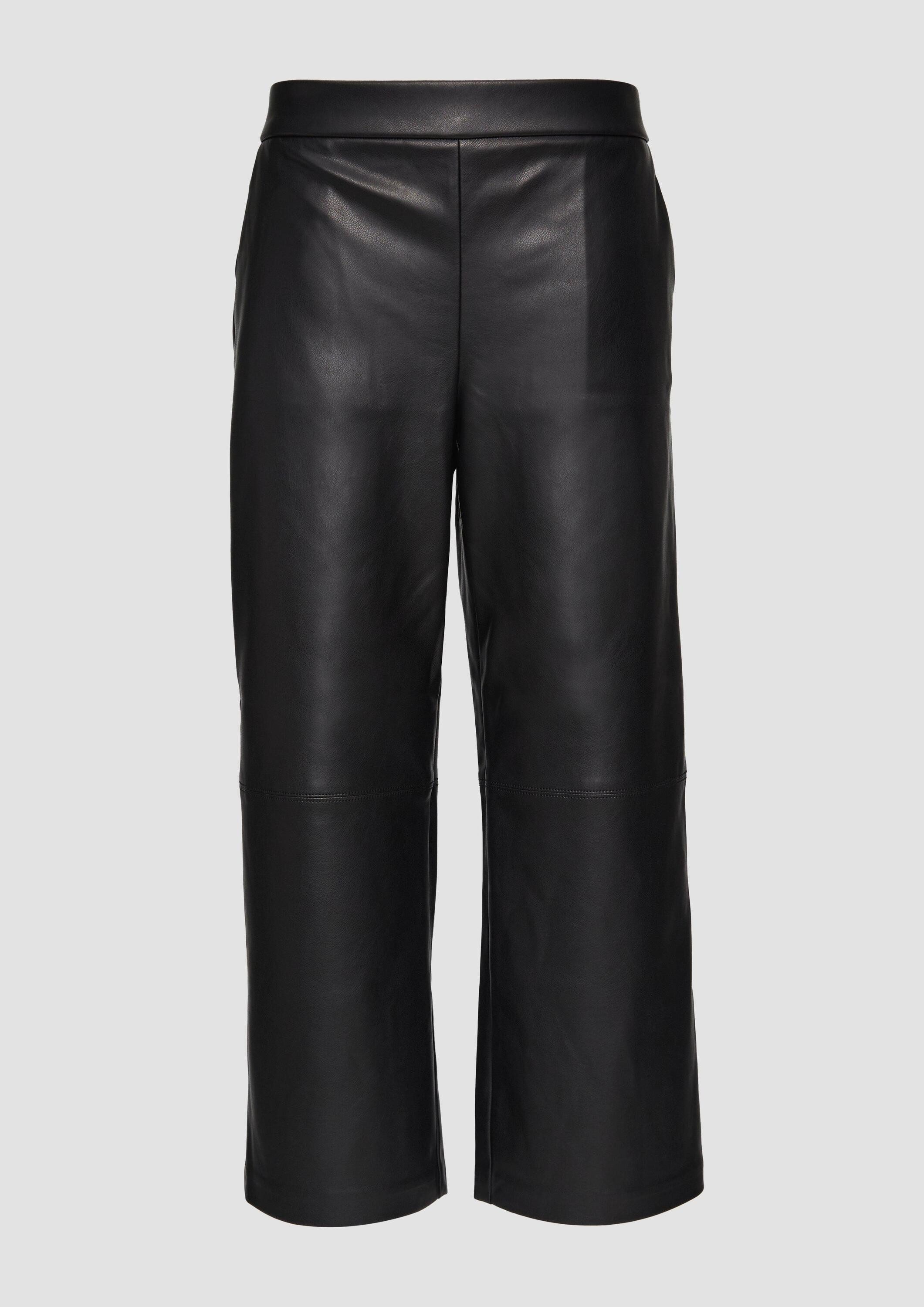 s.Oliver Culotte Hose Culotte aus Lederimitat mit Nahtdetails