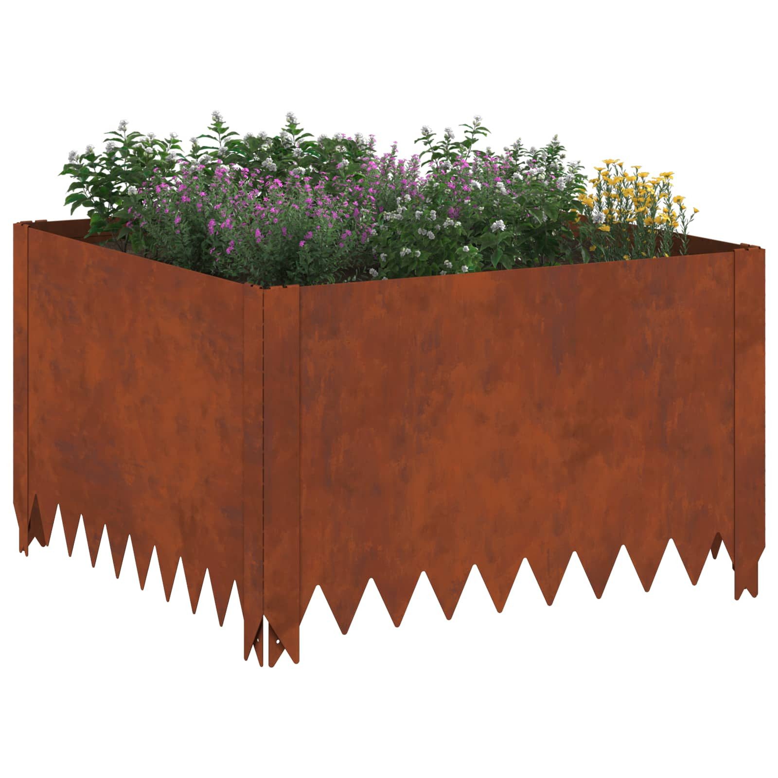 vidaXL Beetumrandung Raseneinfassung 4 Stk. 60 x 60 x 35 cm Stahl Rostig