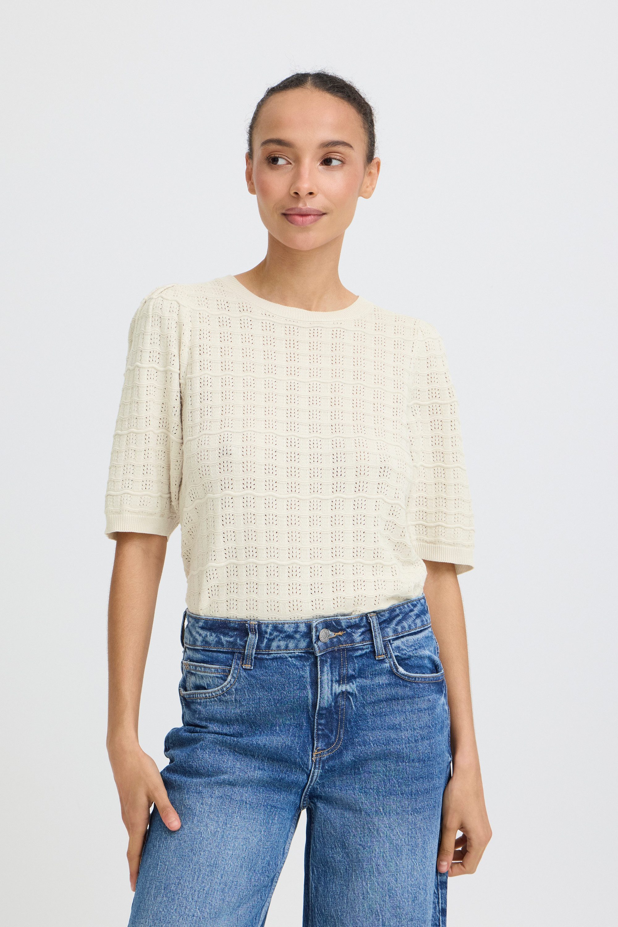 b.young Strickpullover Kurzarm-Bluse BYMULINA