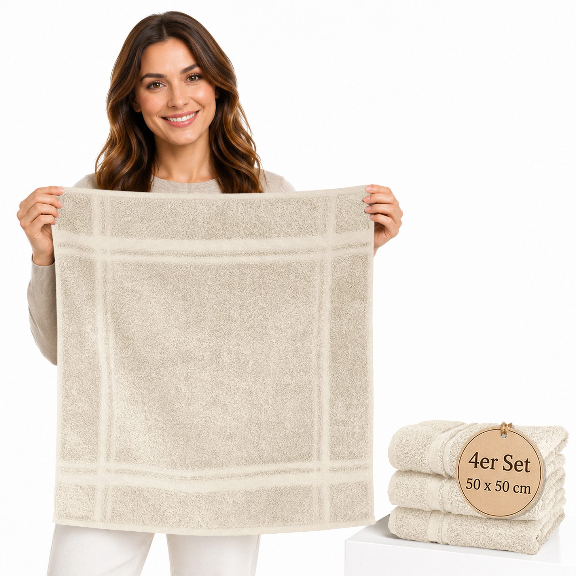 Lashuma Geschirrtuch - Premium, (Spar - Set, 4-tlg., 4er Frottee Küchenhandtücher 50x50 cm), aus 100% Baumwolle, extra saugstarkt und langlebig