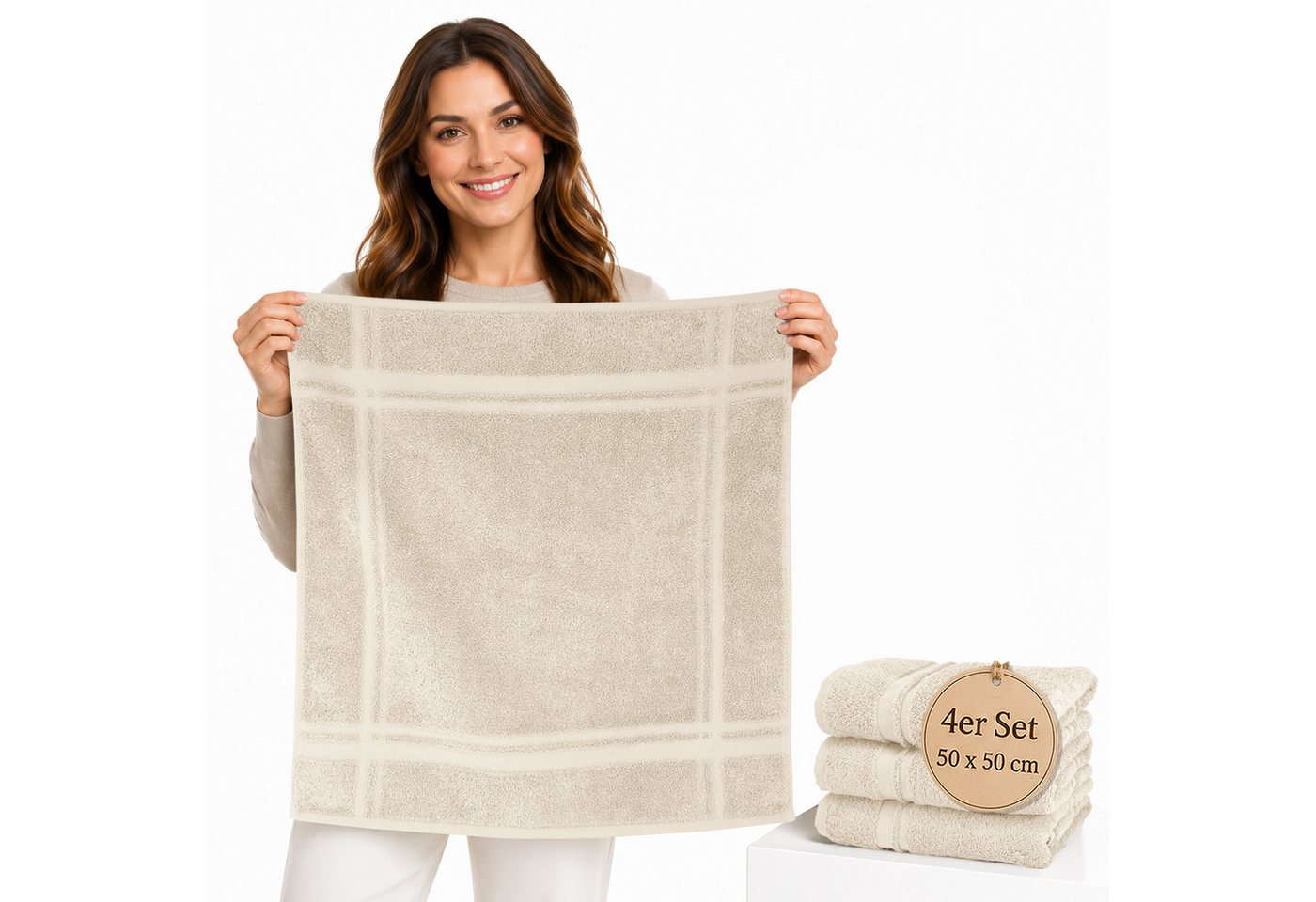Lashuma Geschirrtuch - Premium, (Spar - Set, 4-tlg., 4er Frottee Küchenhandtücher 50x50 cm), aus 100% Baumwolle, extra saugstarkt und langlebig