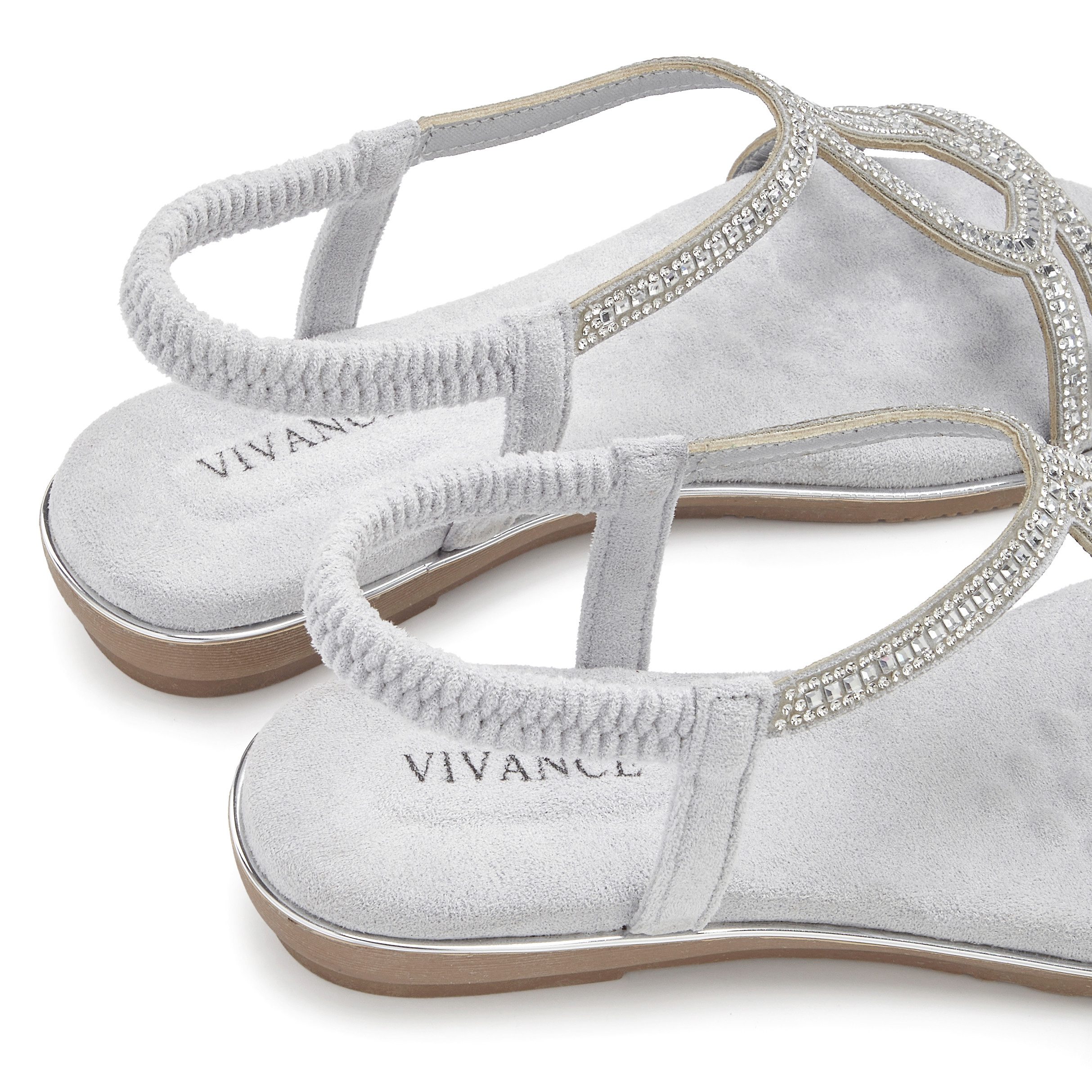 Vivance Sandalette, Sommerschuh, Sandale mit eleganter Glitzer-Verzierung und elastischen Riemchen