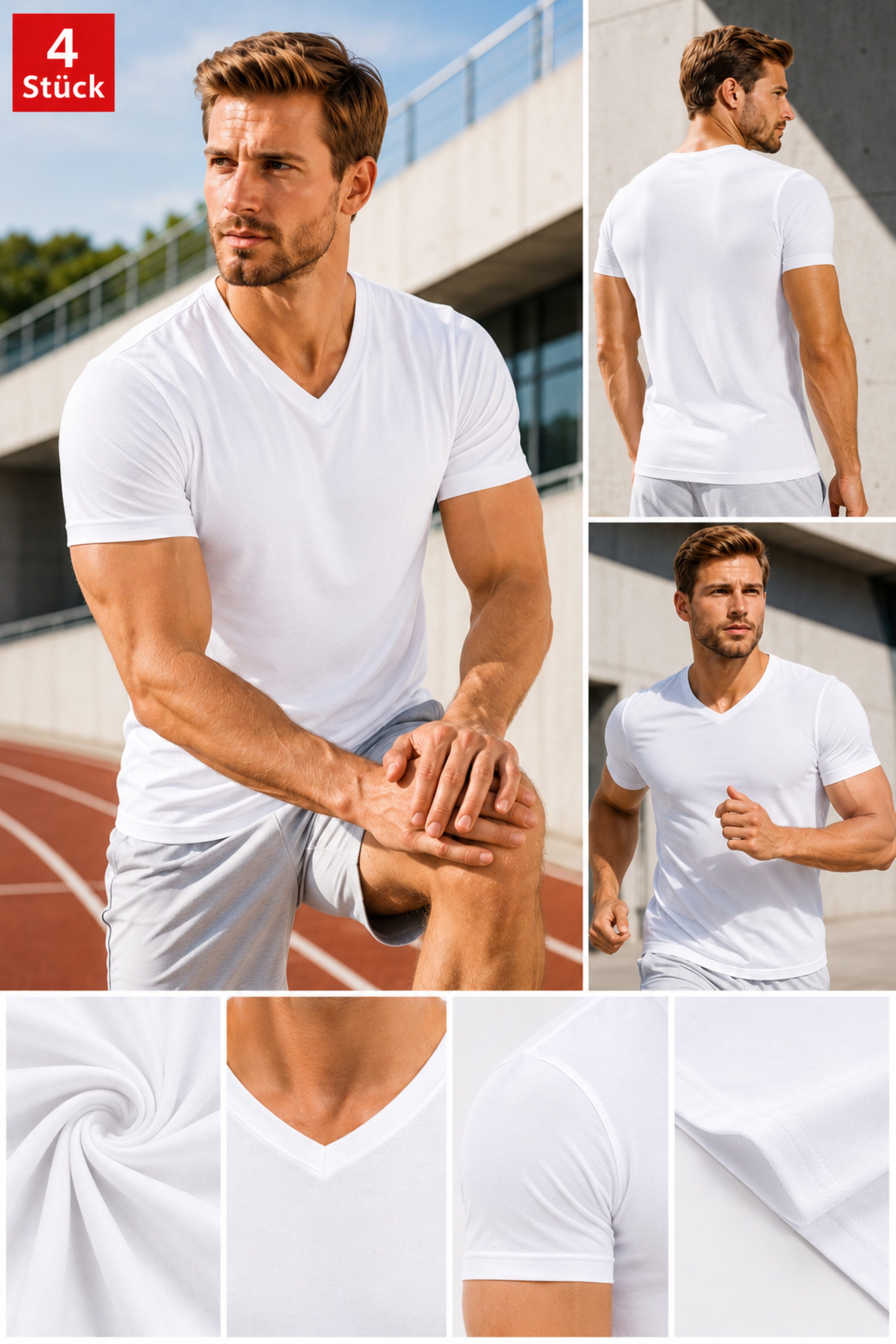 DDOnlineShop V-Shirt Herren T-Shirt V-Ausschnitt Slim Fit Basic 3er-Pack (Set, 3-tlg., 3er-Pack)