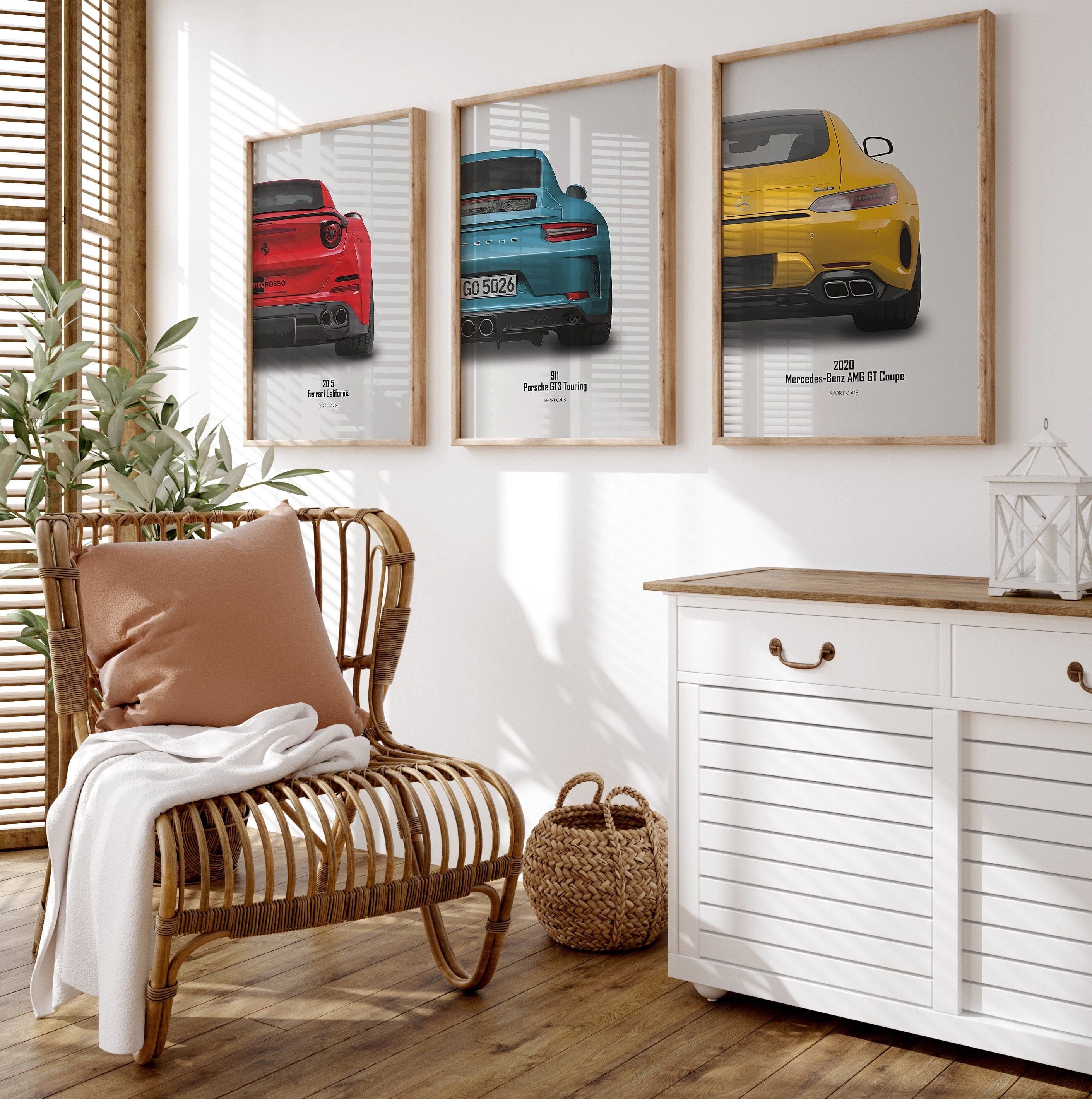 JUSTGOODMOOD Poster Sportwagen BMW PORSCHE FERRAR Nissan Super Sport Auto Geschenk für ihn, NISSAN GT-R TURBO (1 St)