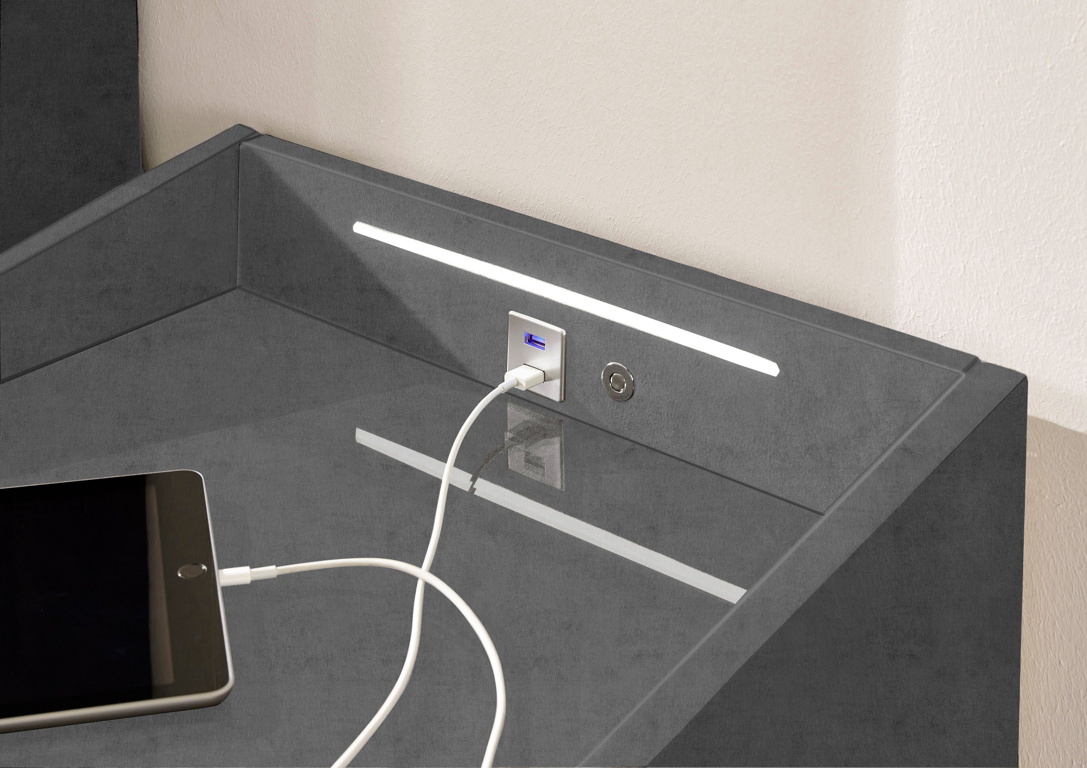 ED EXCITING DESIGN Nachtkonsole mit LED-Beleuchtung & und USB-Anschluss USB-C-Anschluss Moon