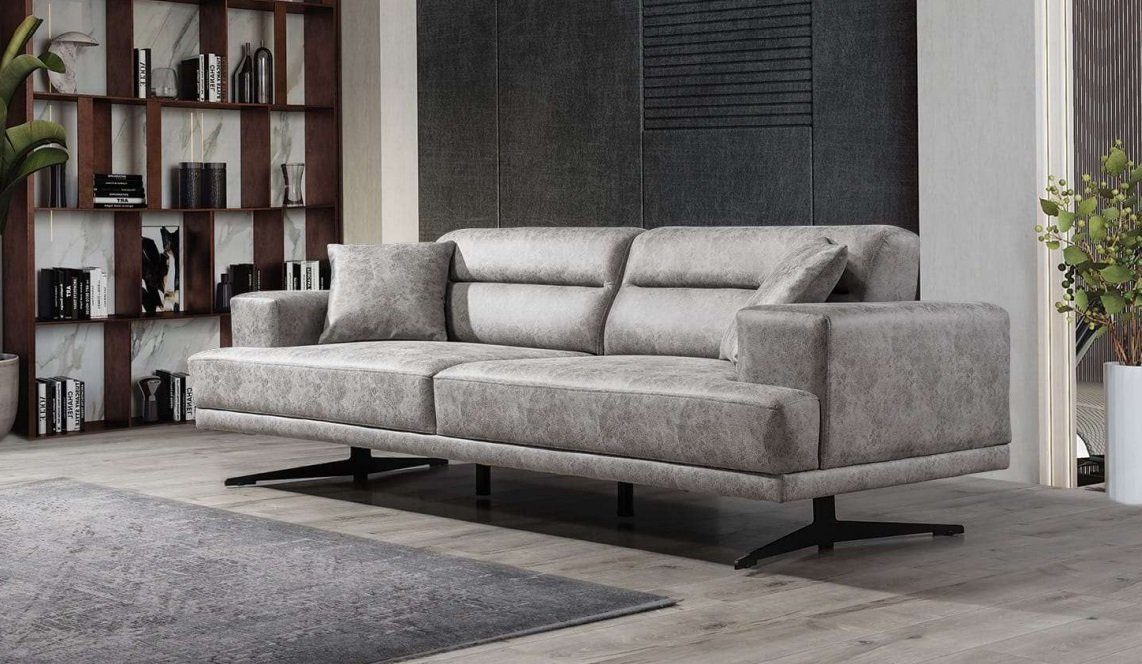 JVmoebel Sofa, Sofa Leder Grau Modern Sitz Design Polster Sitzer 3 Sofas Dreisitzer