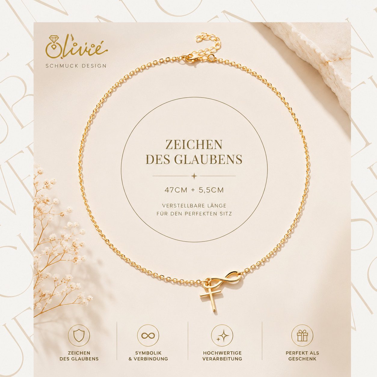 XCOAST Edelstahlkette Infinity Grace Damen Kette – Elegante Edelstahl Halskette (anlaufgeschützt langlebig, Geschenkidee Schmuck Damen), Edelstahl 316 Schmuck D – Bild 4 von 5